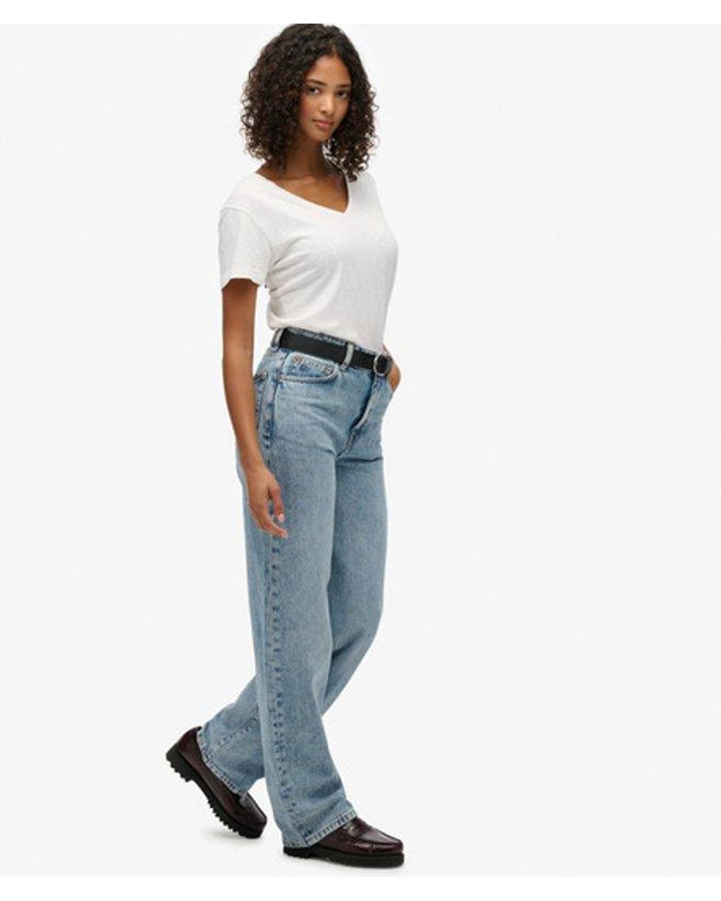 Superdry Blue & Co Organic Cotton High Rise Wide Leg Jeans
