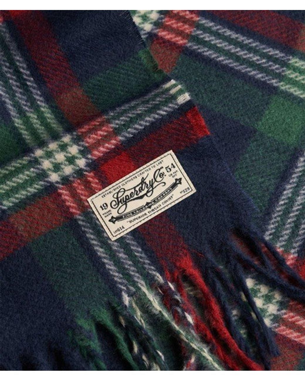 Superdry Blue Heritage Checked Scarf for men