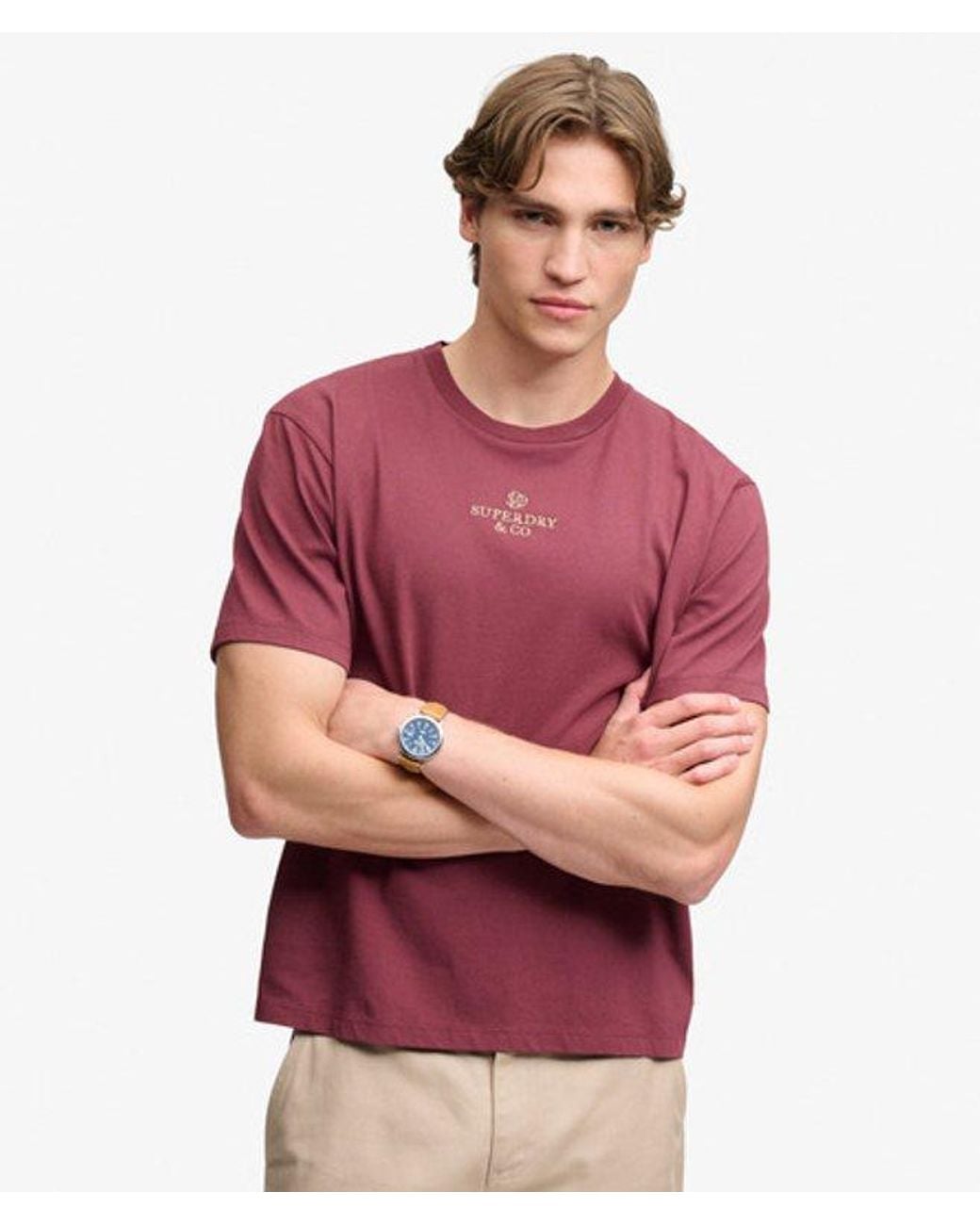 Superdry Red & Co Micro Logo T-shirt for men