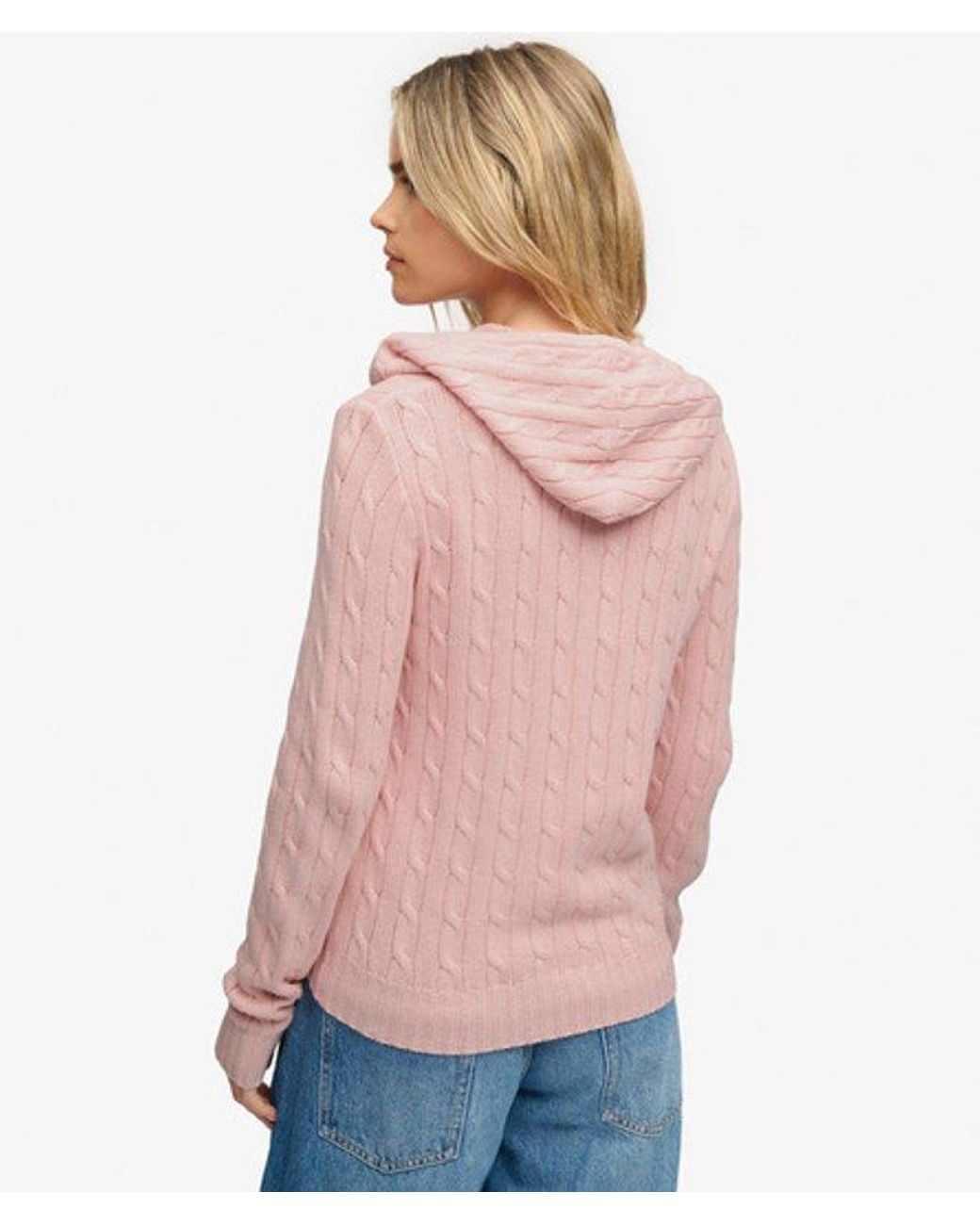 Superdry Pink & Co Cotton Cable Zip Up Hoodie