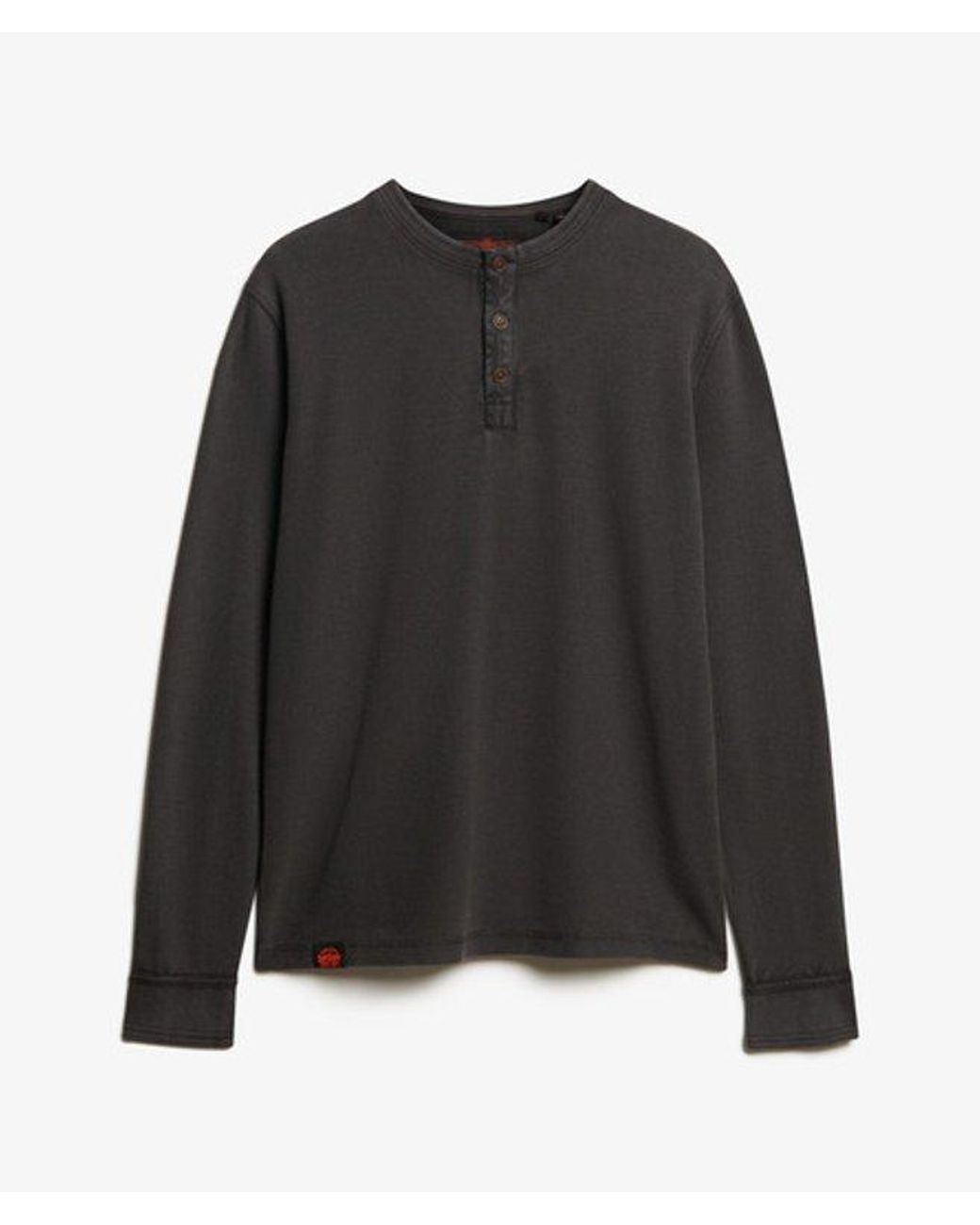 Superdry Black & Co Vintage Textured Henley Top for men