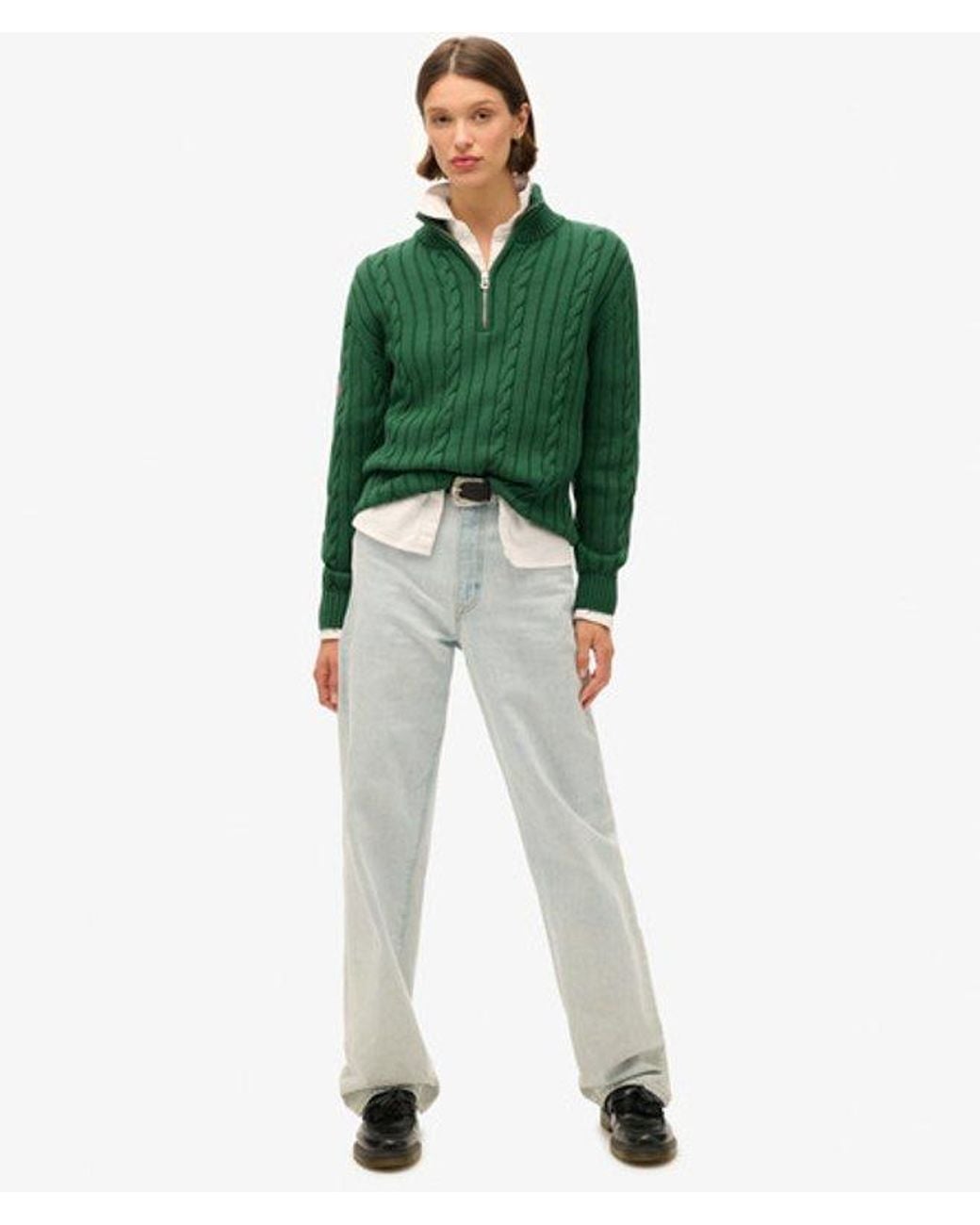 Superdry Green & Co Knitted Rugby Henley Jumper
