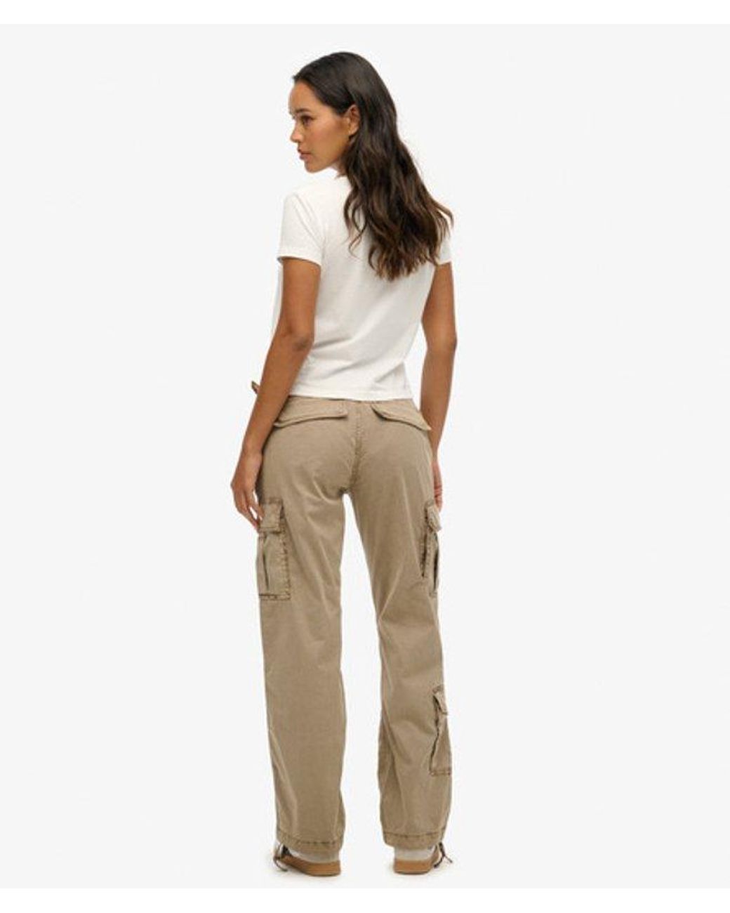 Superdry Natural Low Rise Straight Cargo Pants