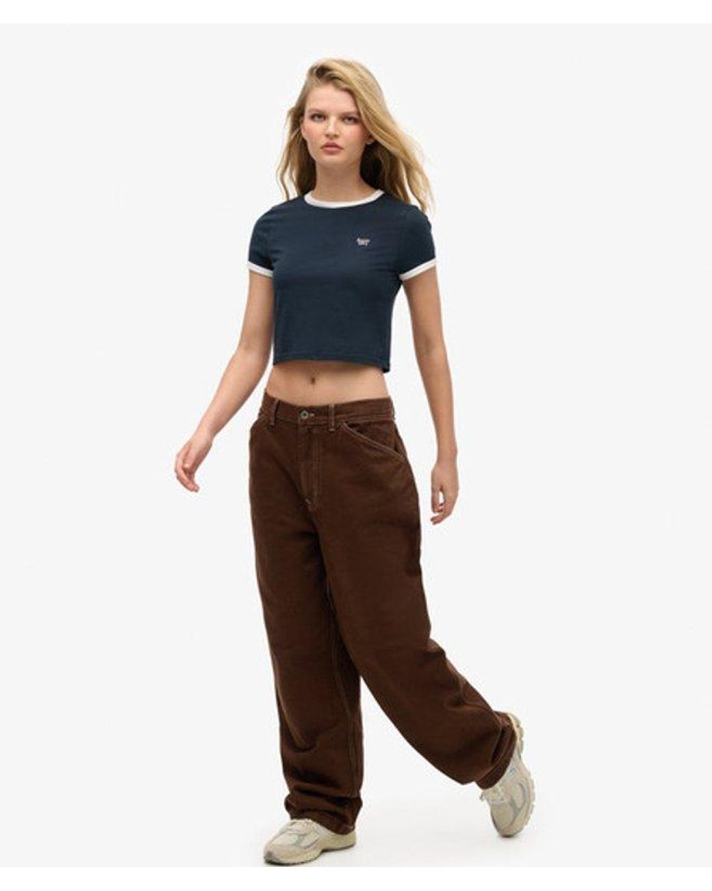 Superdry Brown & Co Ladies Classic Contrast Carpenter Wide Leg Pants