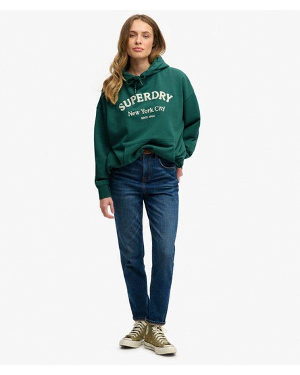 Superdry Green & Co Luxe Casual Embroidered Relaxed Hoodie