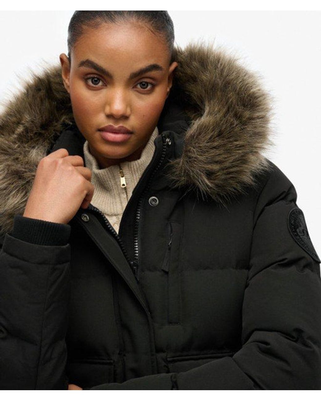 Superdry Black Everest Hooded Bomber Jacket