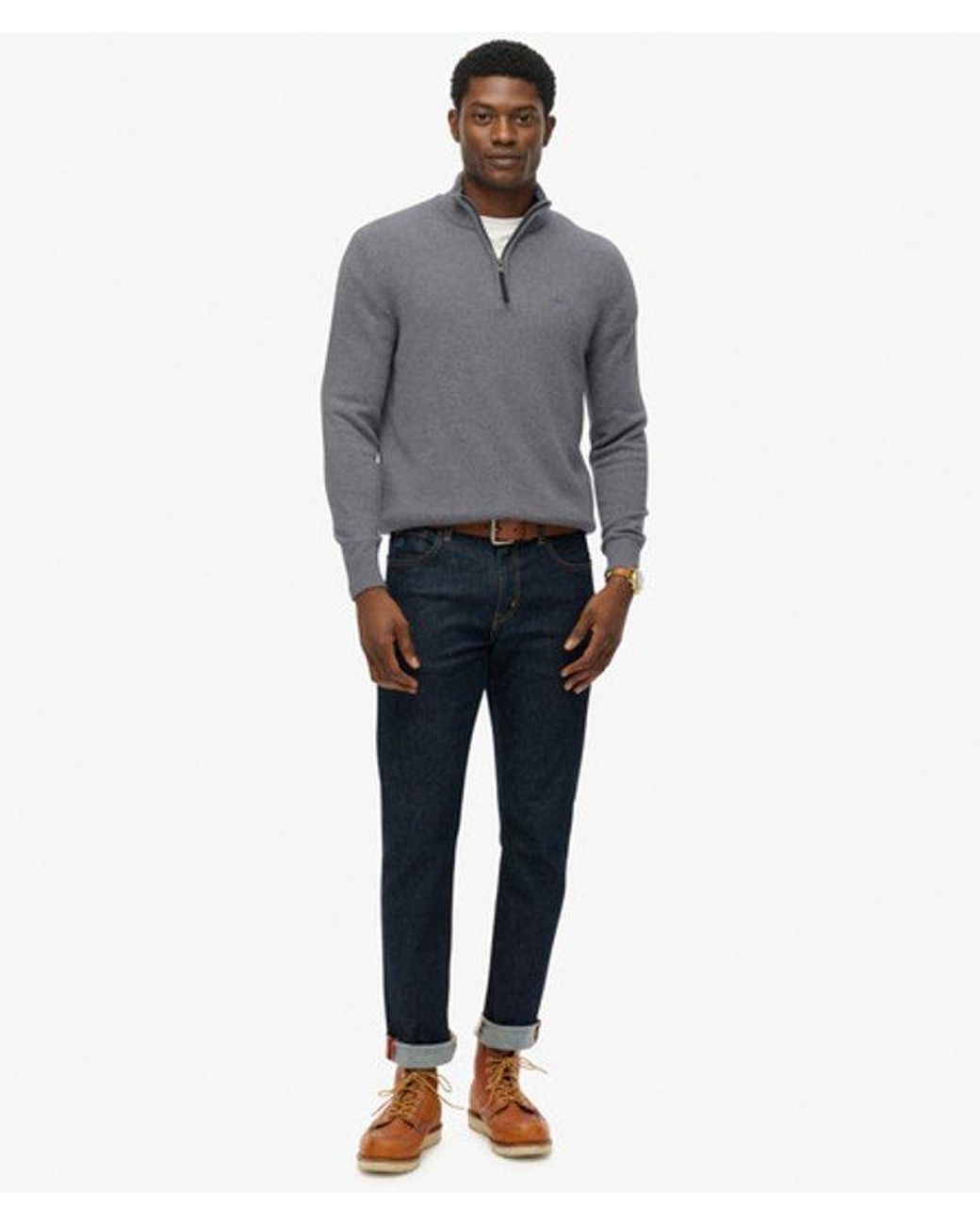 Superdry Gray & Co Wool Blend Half Zip Jumper for men