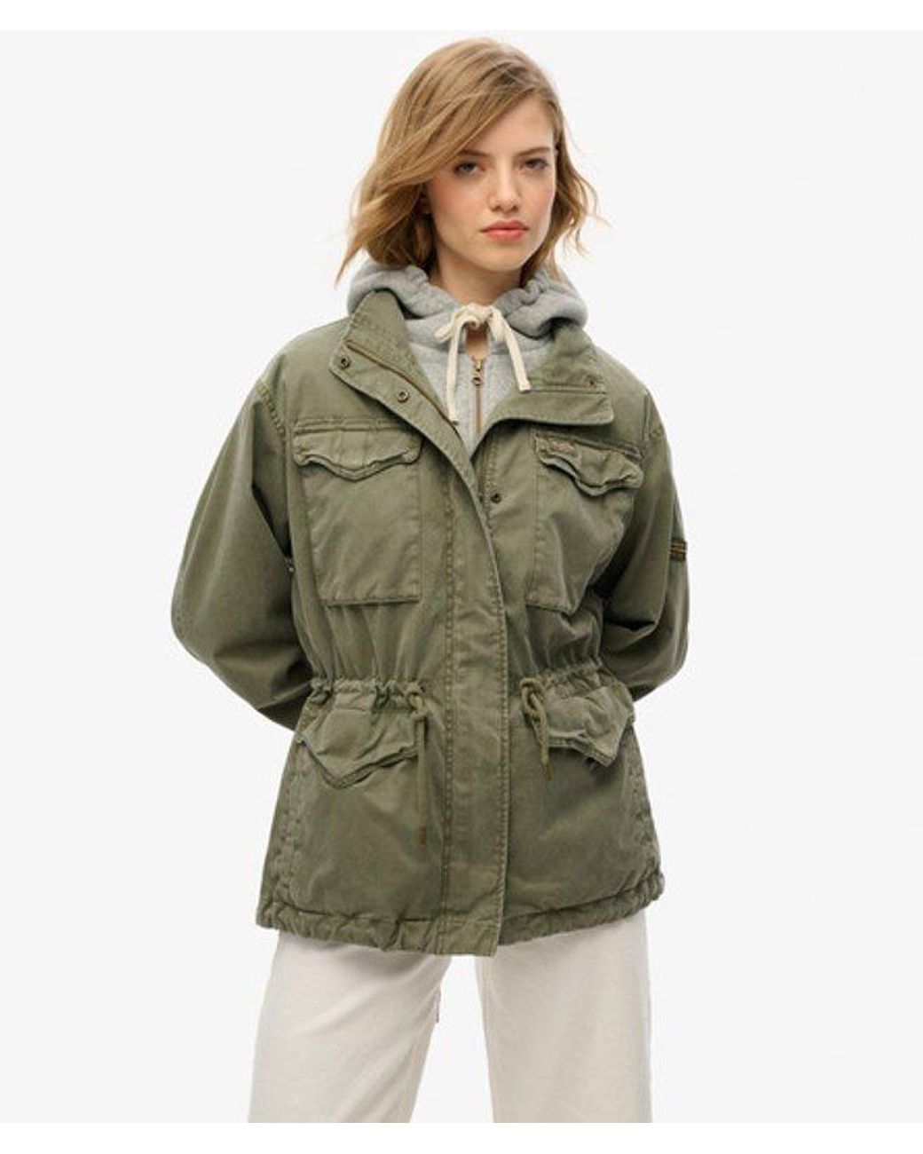 Superdry Green & Co Jersey Hooded Military Jacket