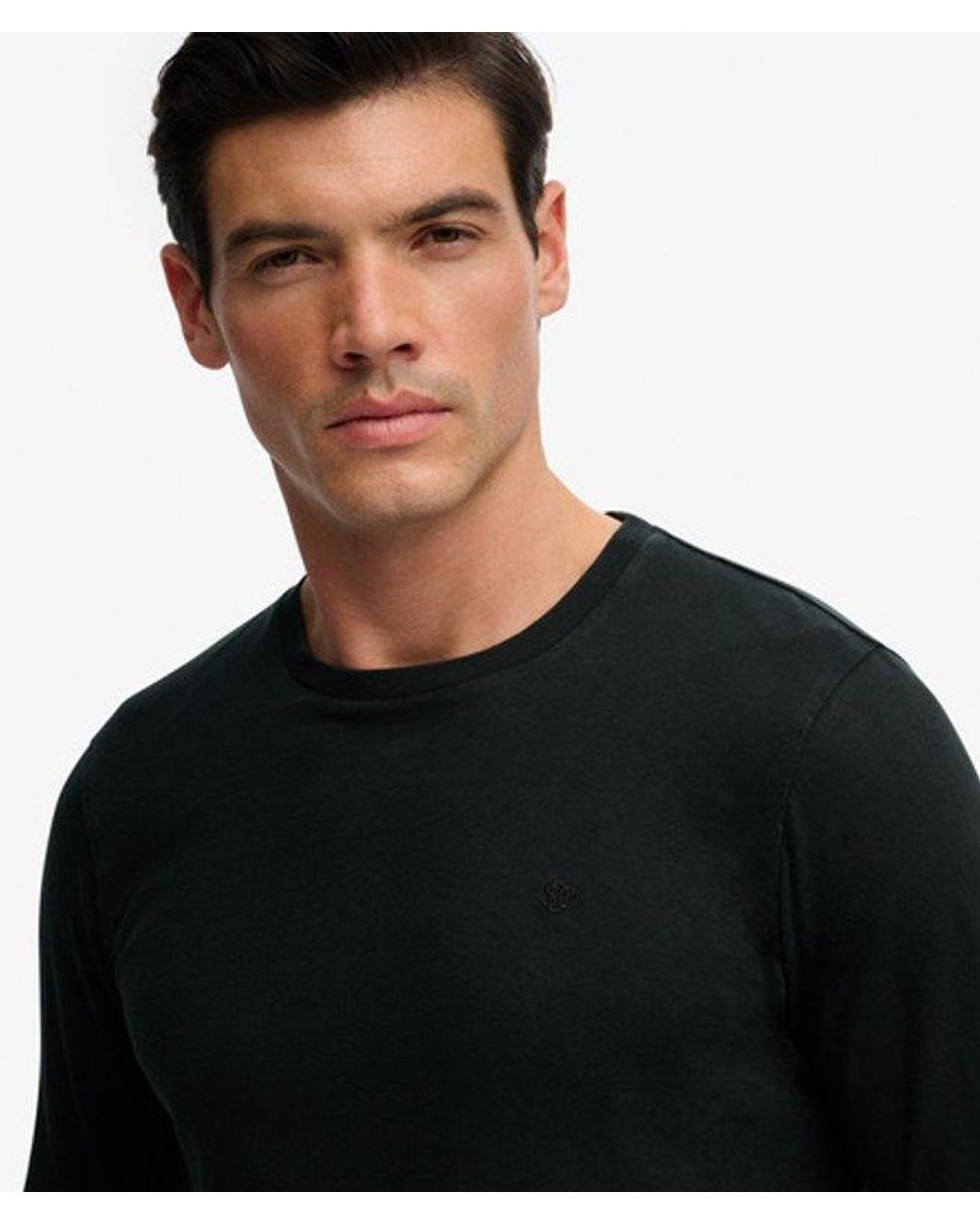 Superdry Black & Co Classic Cotton Linen Long Sleeve Top for men