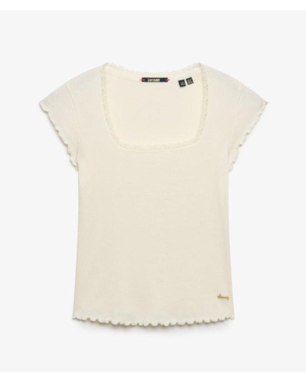 Superdry White & Co Slim Fit Ribbed Essential Square Neck Short Sleeve T Shirt