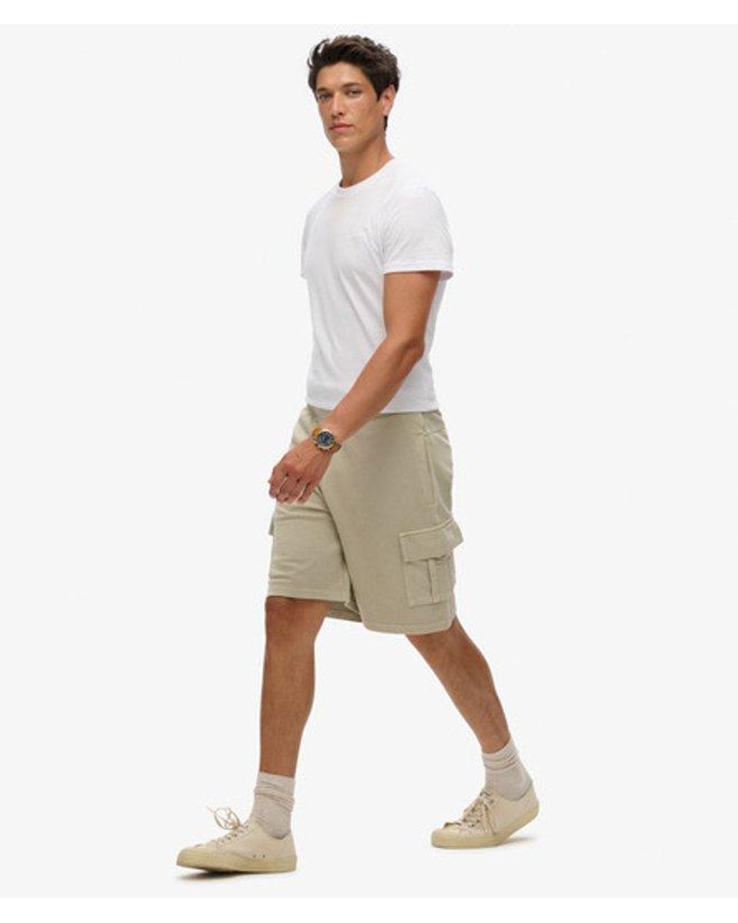 Superdry Natural & Co Classic Contrast Stitch Cotton Cargo Shorts for men