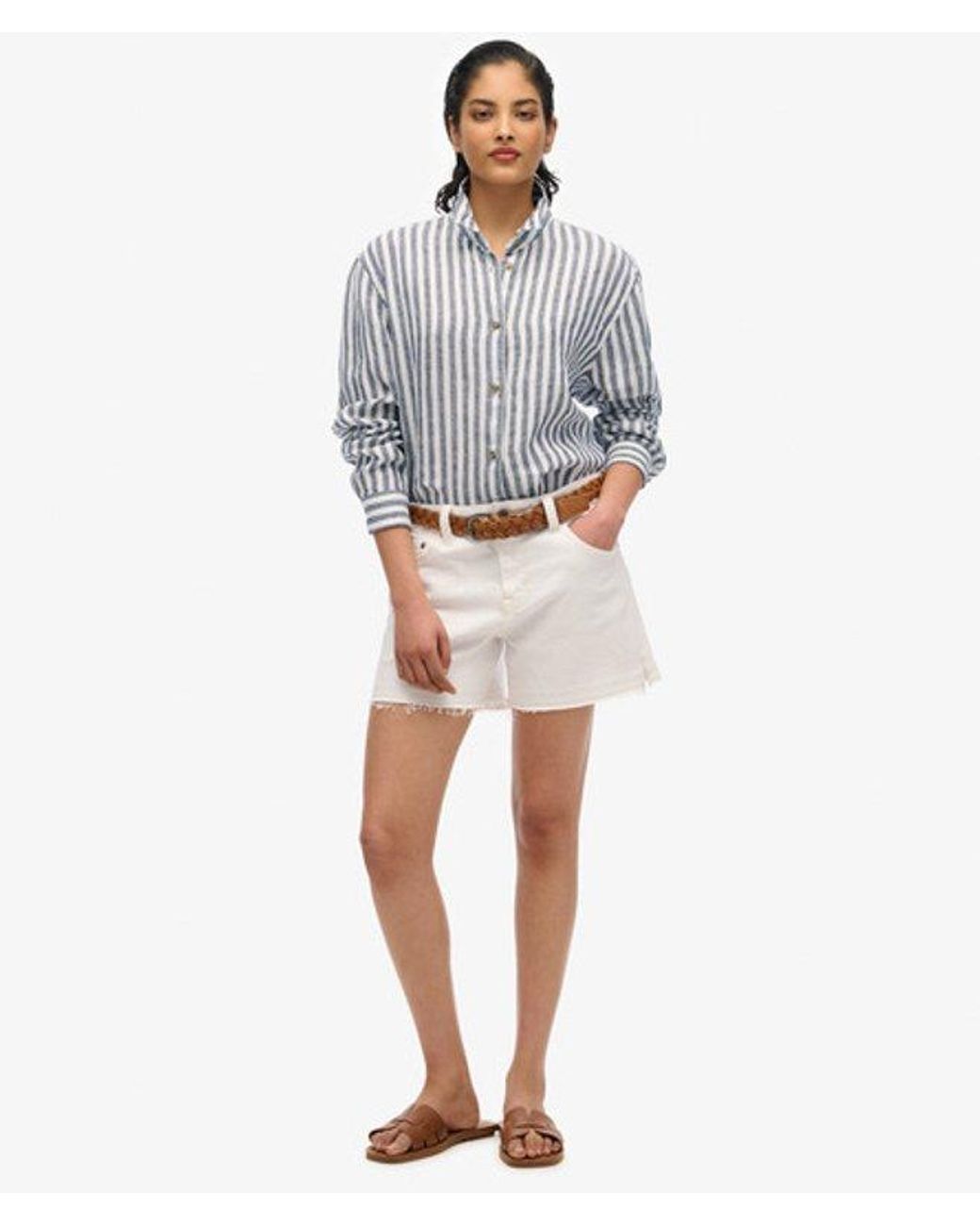 Superdry Blue & Co Casual Linen Boyfriend Shirt