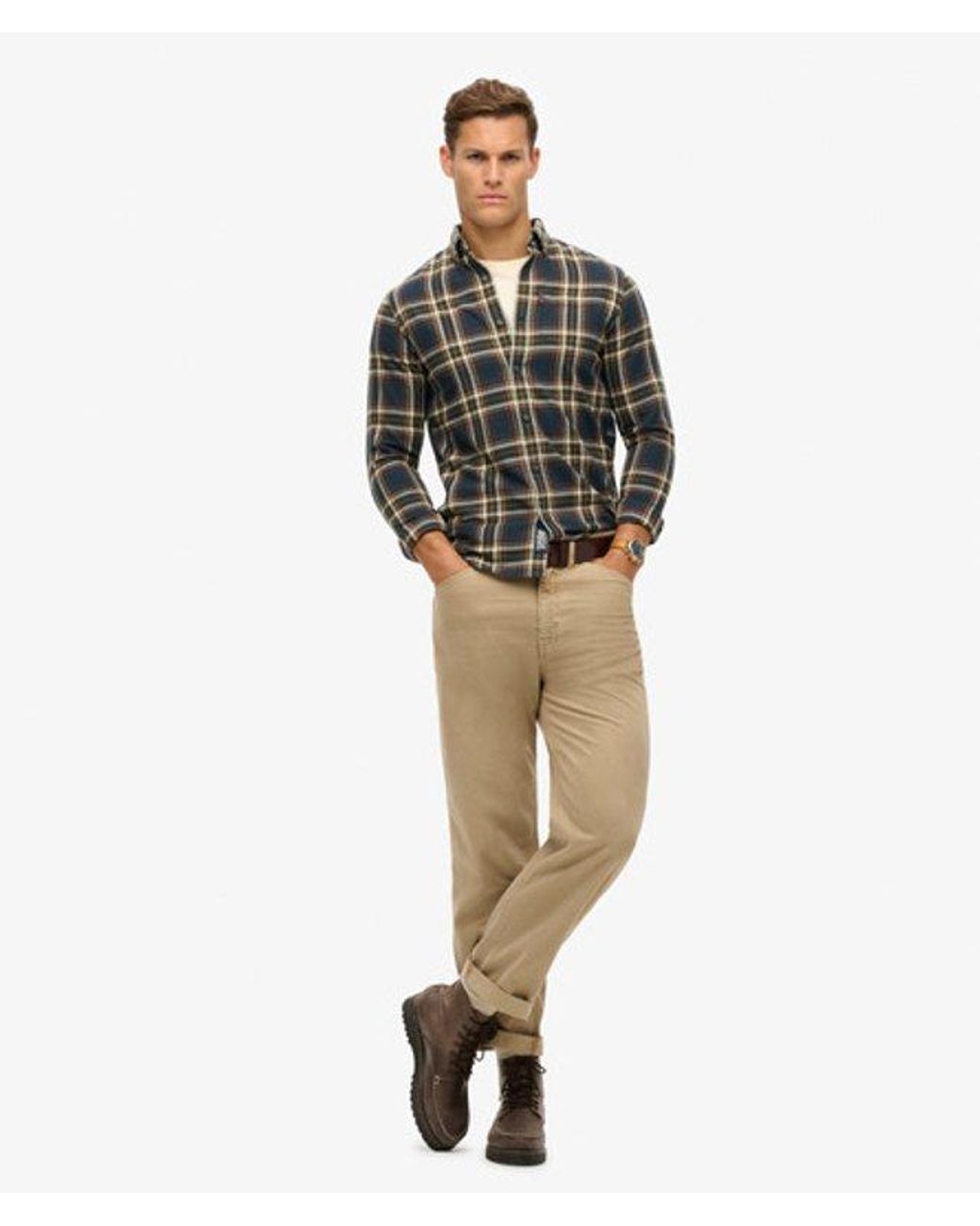 Superdry Gray Organic Cotton Vintage Check Shirt - Size: M for men