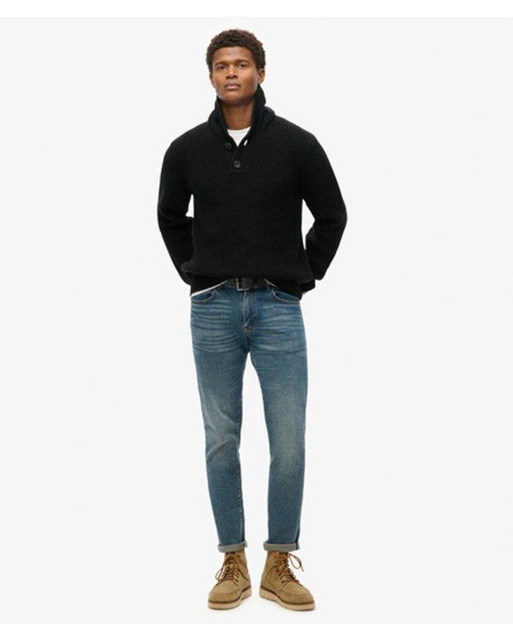 Superdry Black Shawl Collar Jumper for men