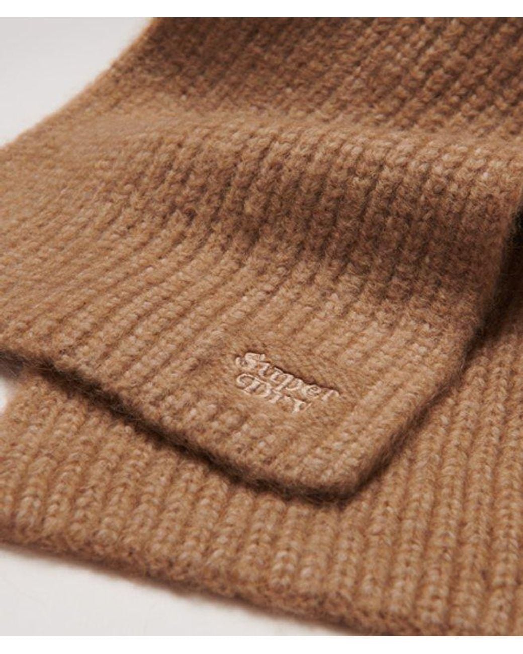 Superdry Brown & Co Ribbed Knit Scarf