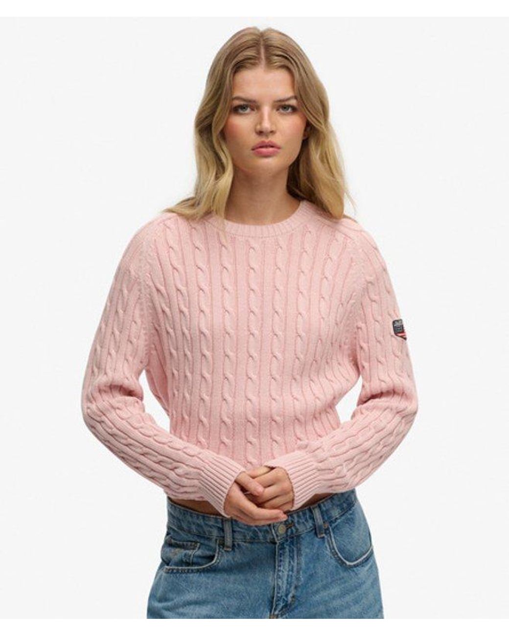 Superdry Pink & Co Slouchy Cable Knit Jumper