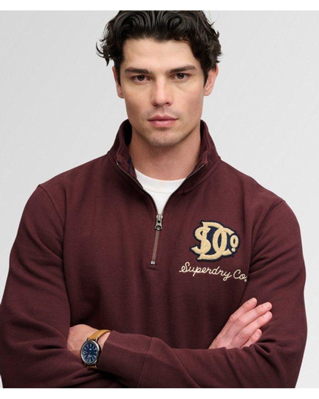 Superdry Red & Co Vintage Athletic Half Zip Sweatshirt for men