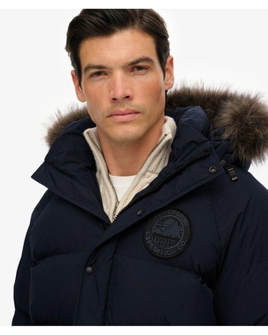 Superdry Blue Everest Long Baffled Parka for men