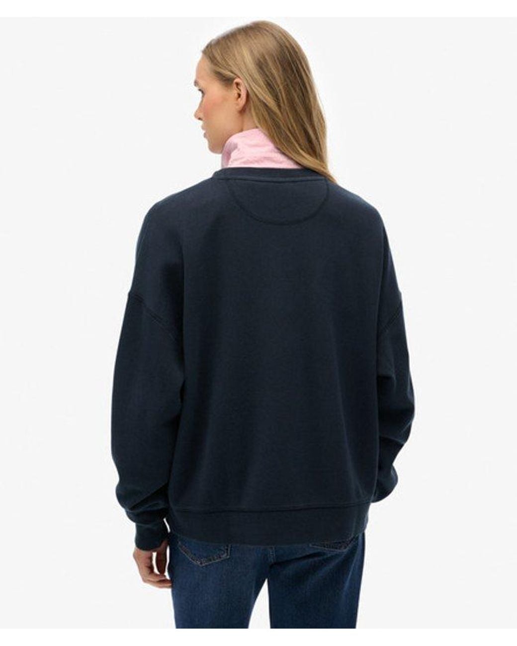 Superdry Blue Essential Logo Garment Dyed Crew Sweatshirt