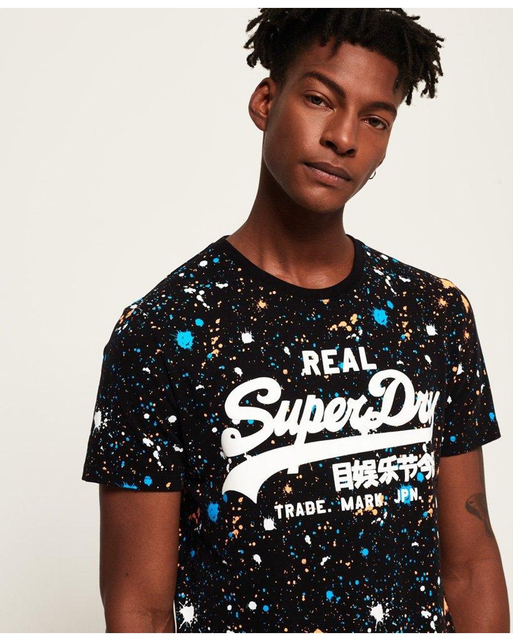 T-shirt Lyst Men Over Vintage Splatter Black Superdry Logo Print All | for