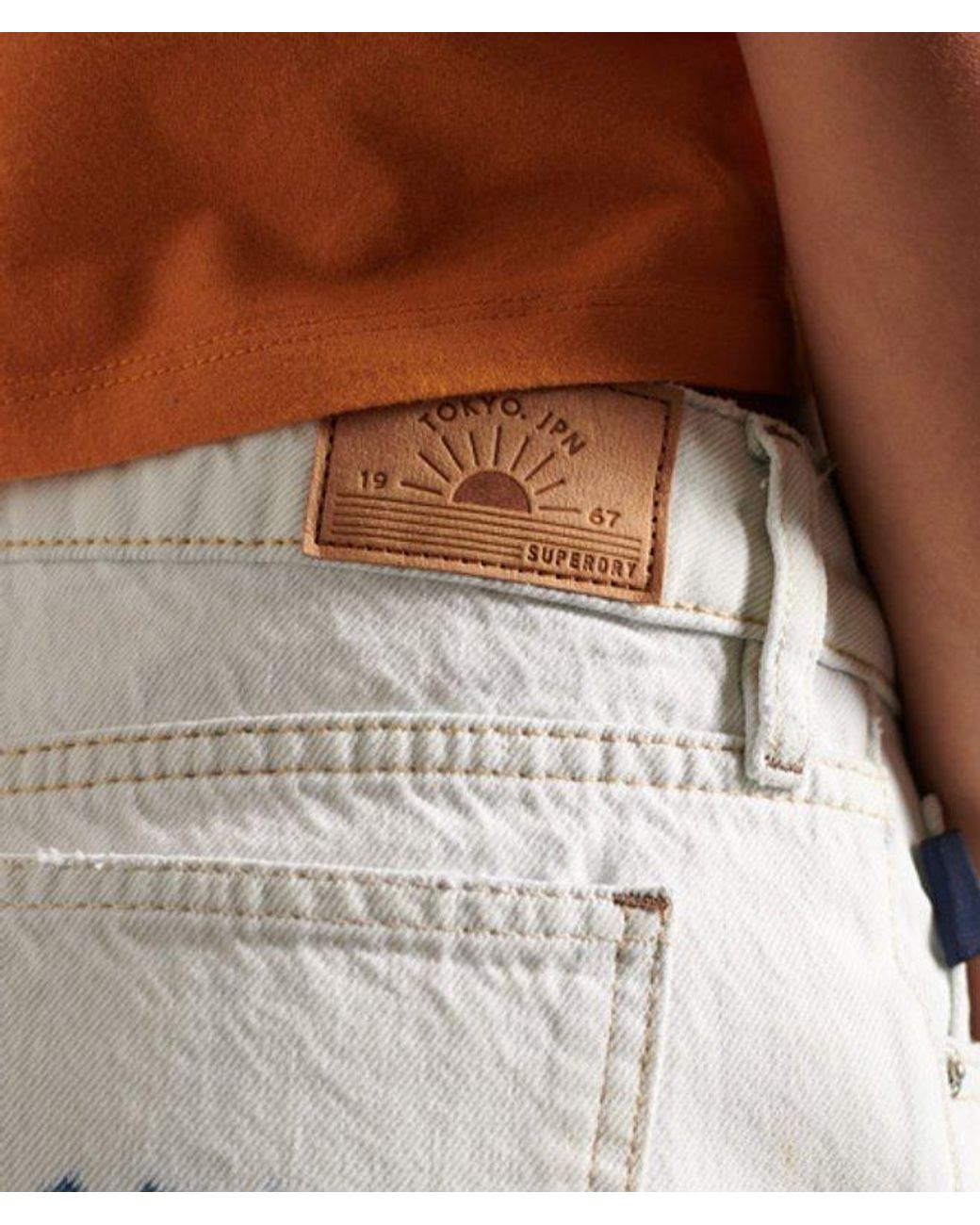Superdry Blue High Rise Cut Off Shorts