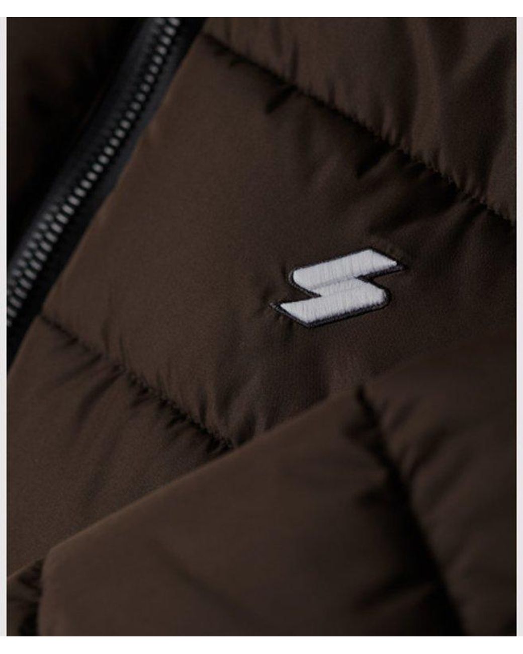 Superdry Black & Co Slim Fit Embroidered Logo Hooded Spirit Sports Puffer Jacket
