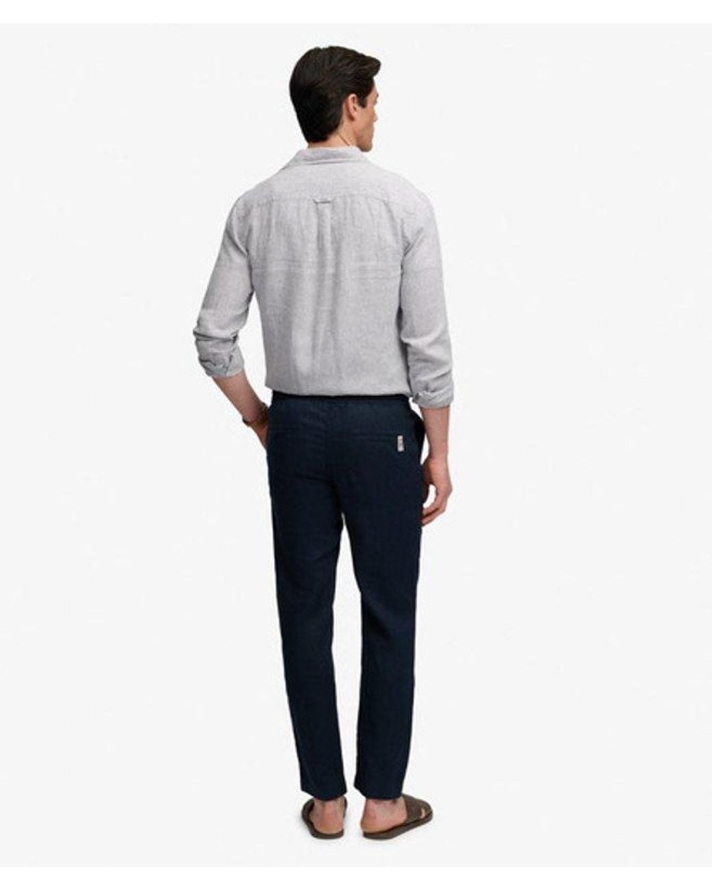 Superdry White Merchant Linen Pants for men