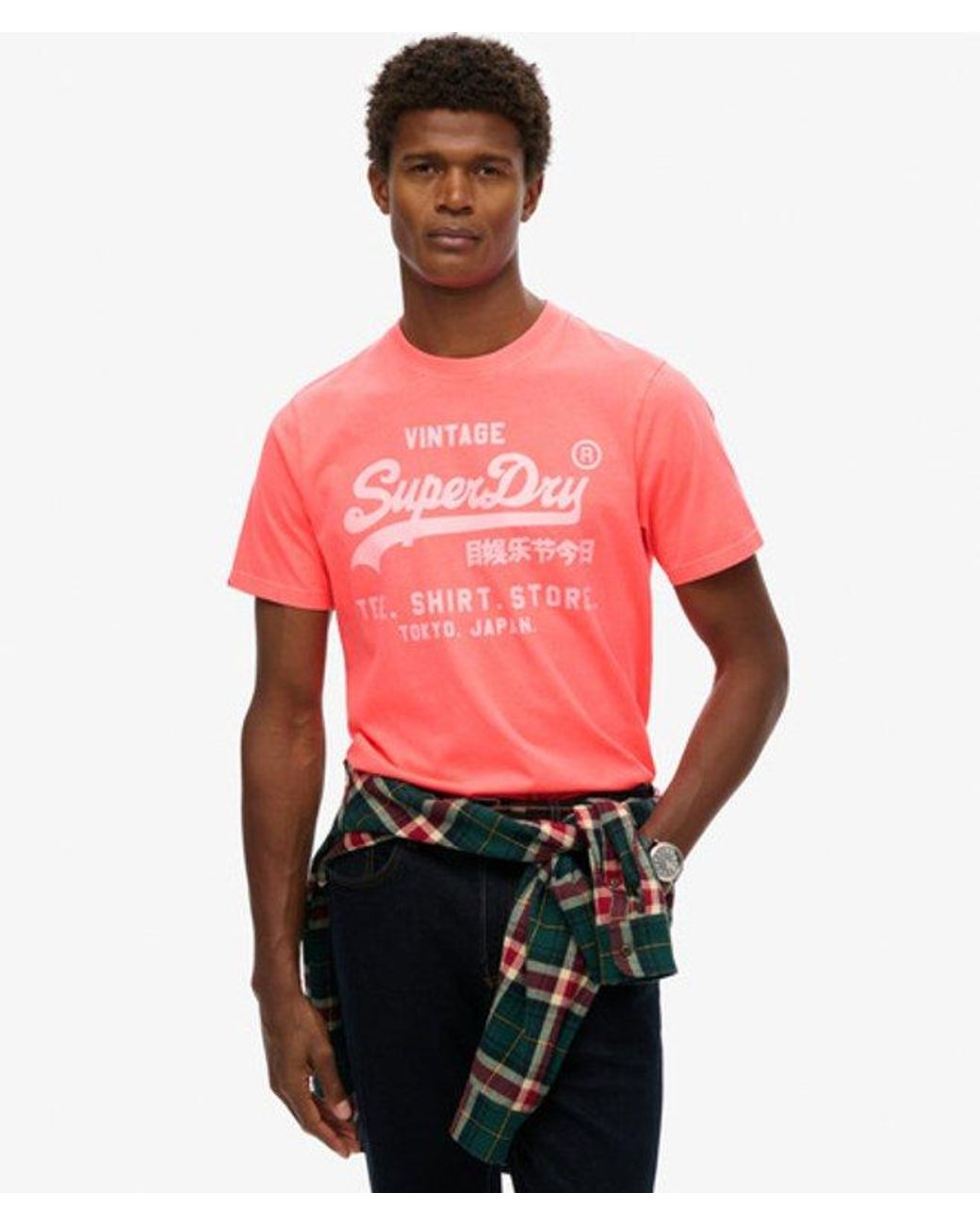 Superdry Red & Co Vintage Logo Neon Relaxed T-shirt for men