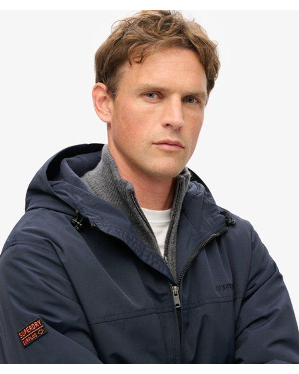 Superdry Blue & Co Surplus Nylon Hooded Bomber Jacket for men