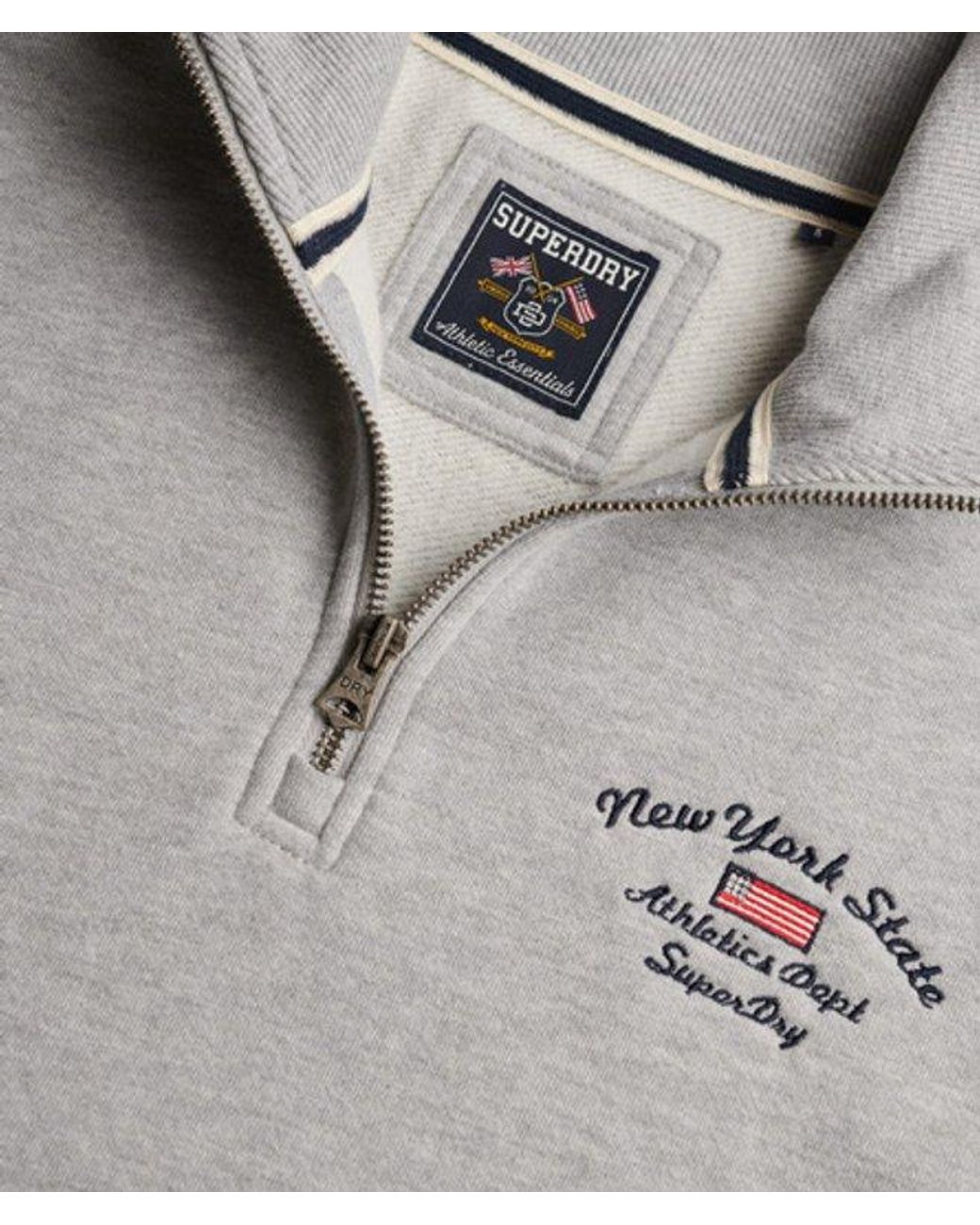 Superdry Gray & Co Athletic Essentials Graphic Half Zip Sweatshirt
