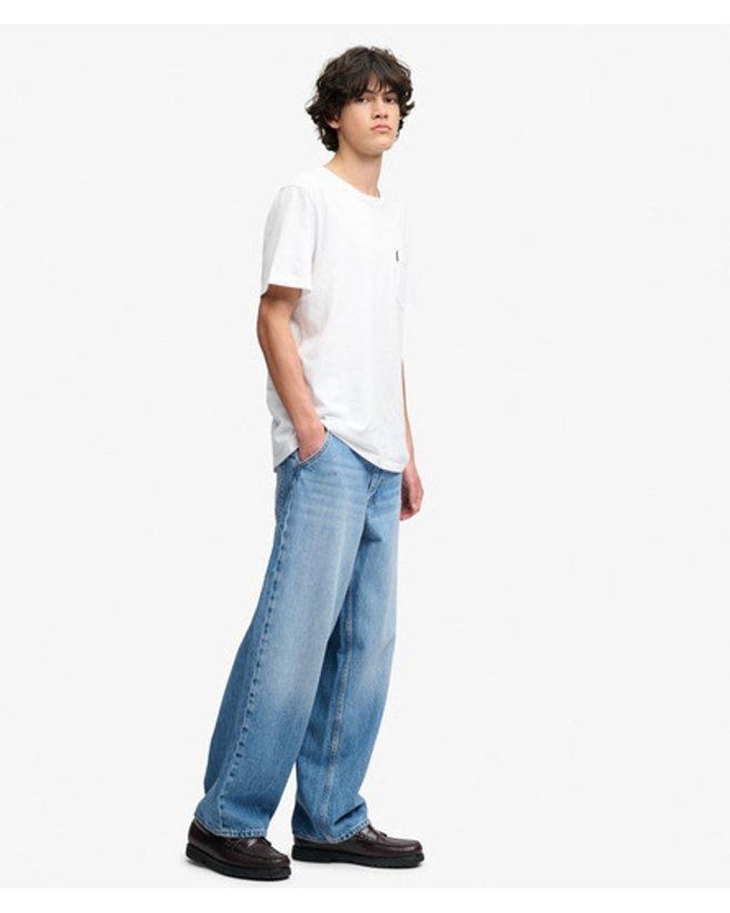 Superdry Blue & Co Oversized Rigid Washed Jeans for men