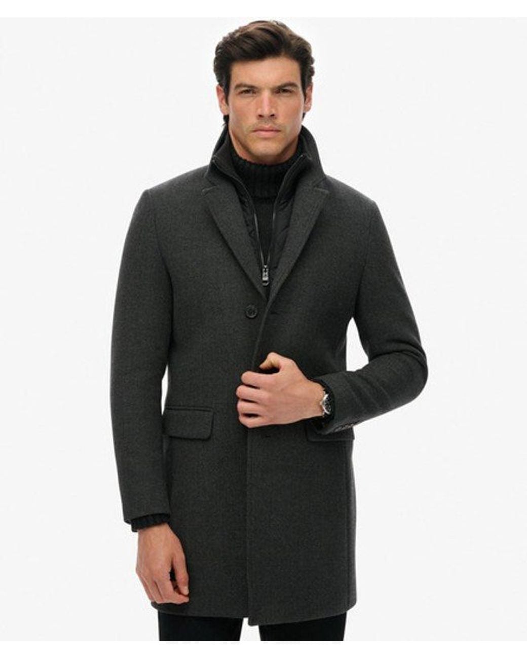 Superdry Black & Co Tailored Two-in-one Town Coat for men