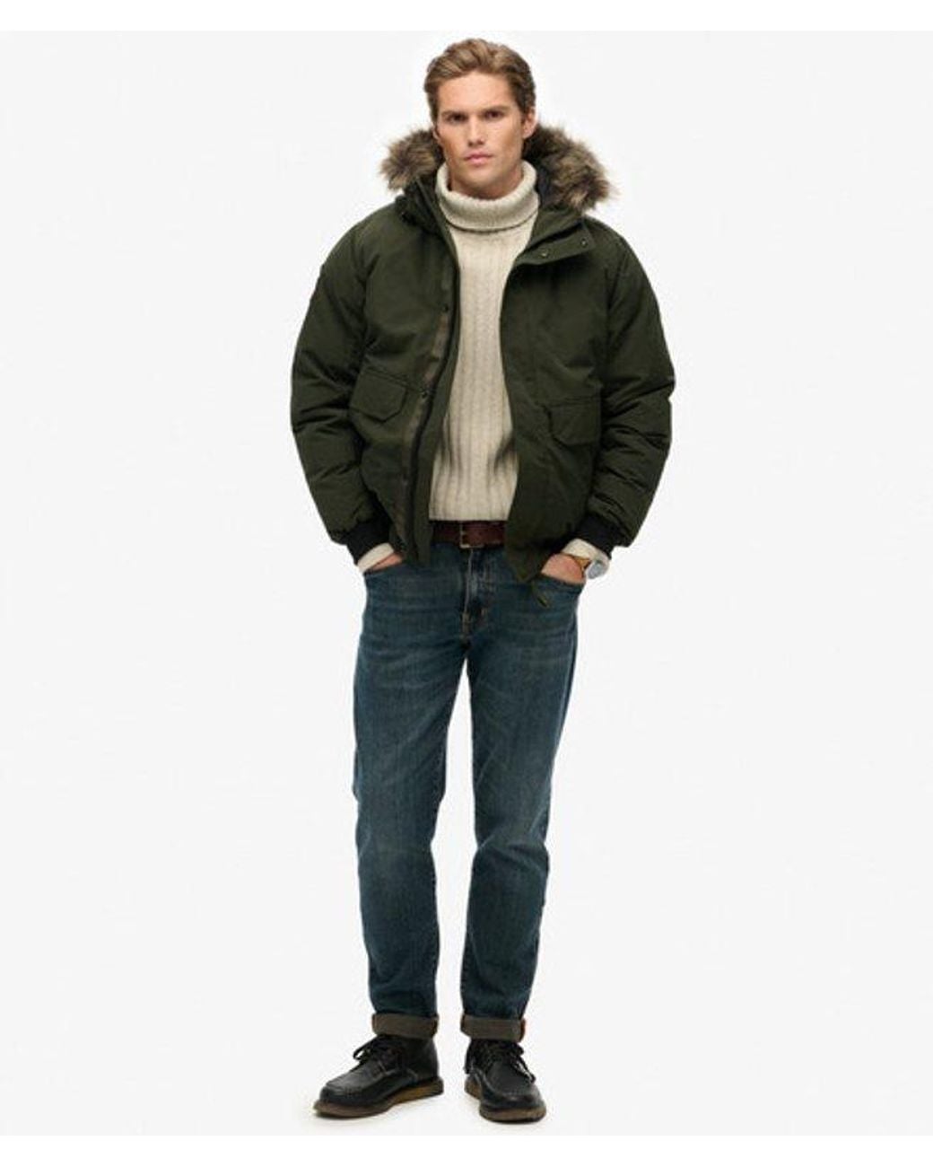 Superdry Black & Co Everest Faux Fur Bomber Jacket for men