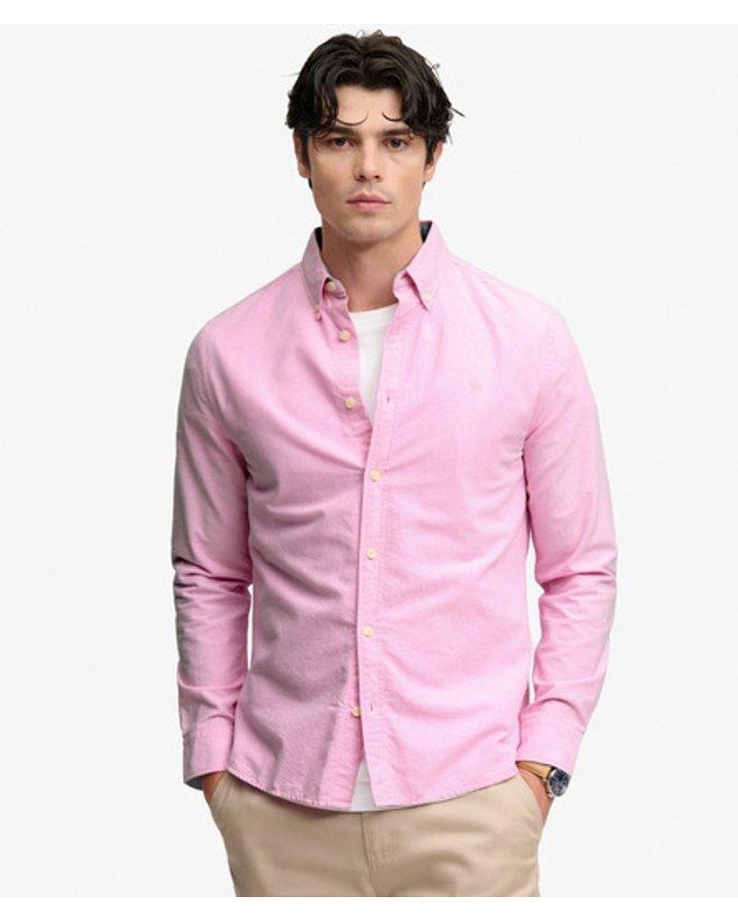 Superdry Pink & Co Preppy Oxford Long Sleeve Shirt for men