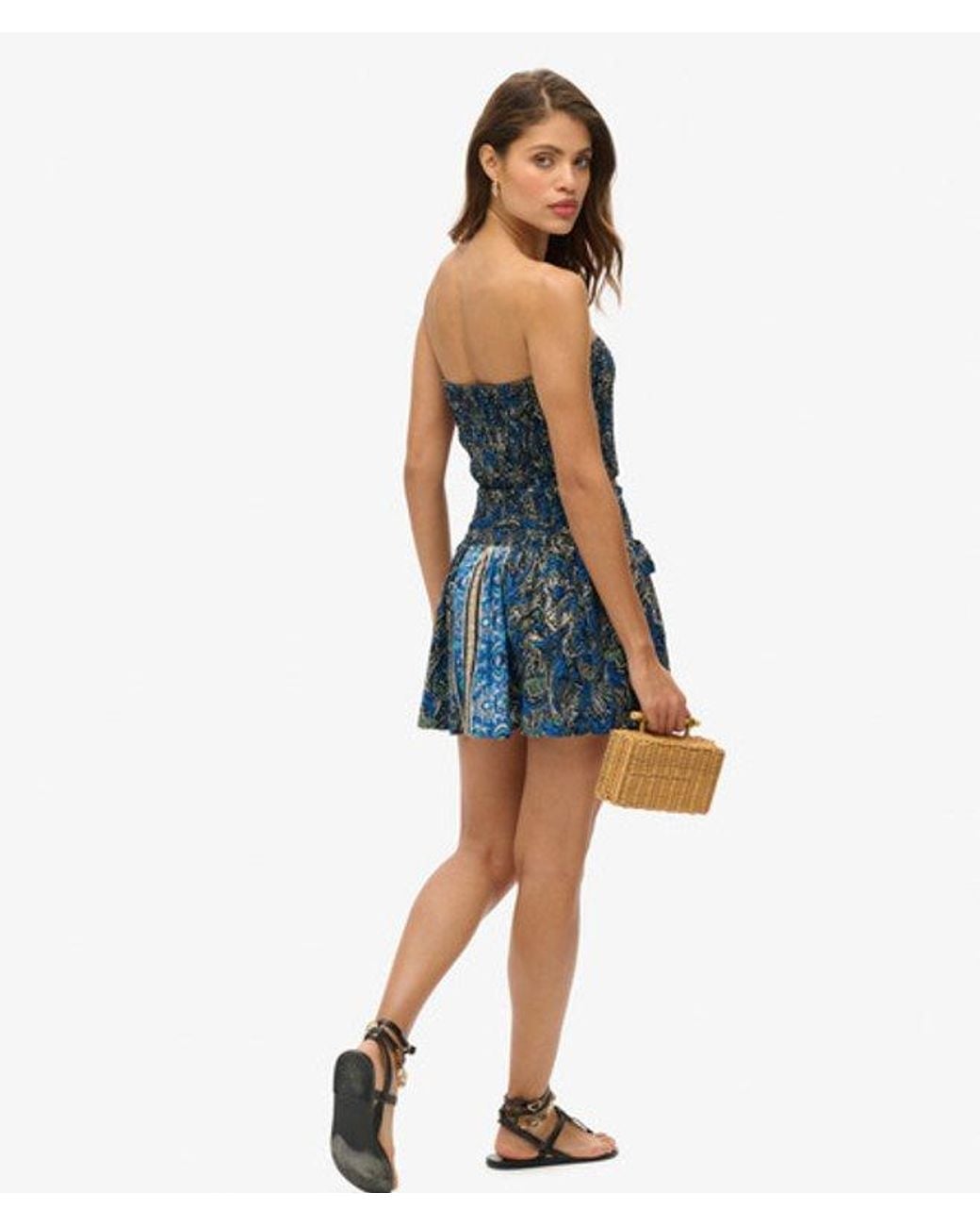 Superdry Blue & Co Ladies Slim Fit Paisley Print St Tropez Bandeau Top