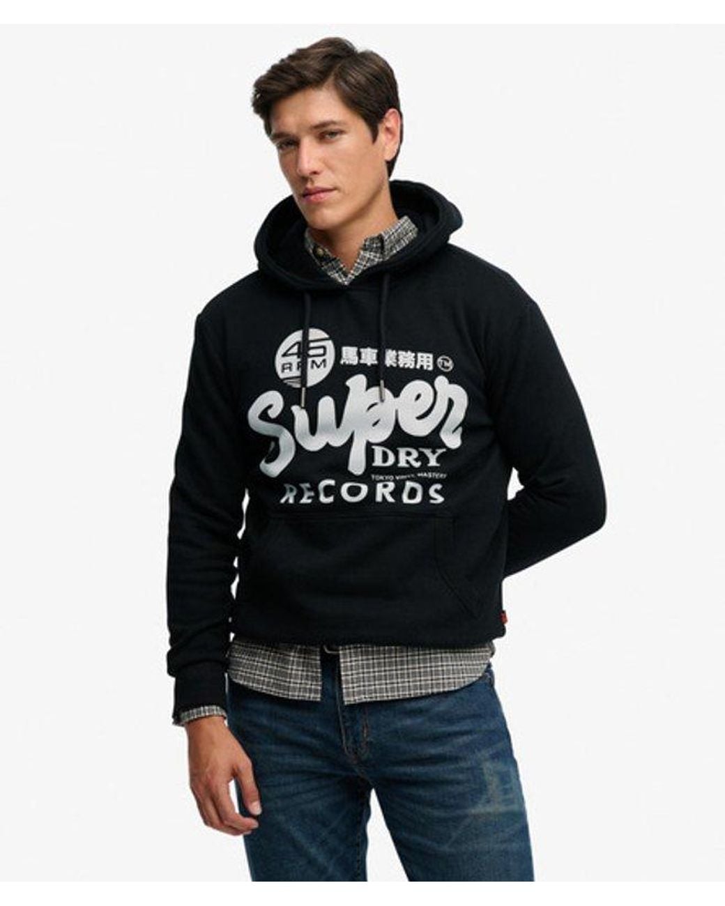 Superdry Black & Co Records Hoodie for men