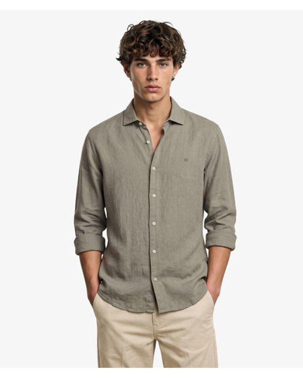 Superdry Gray & Co Riviera Long Sleeve Linen Shirt for men