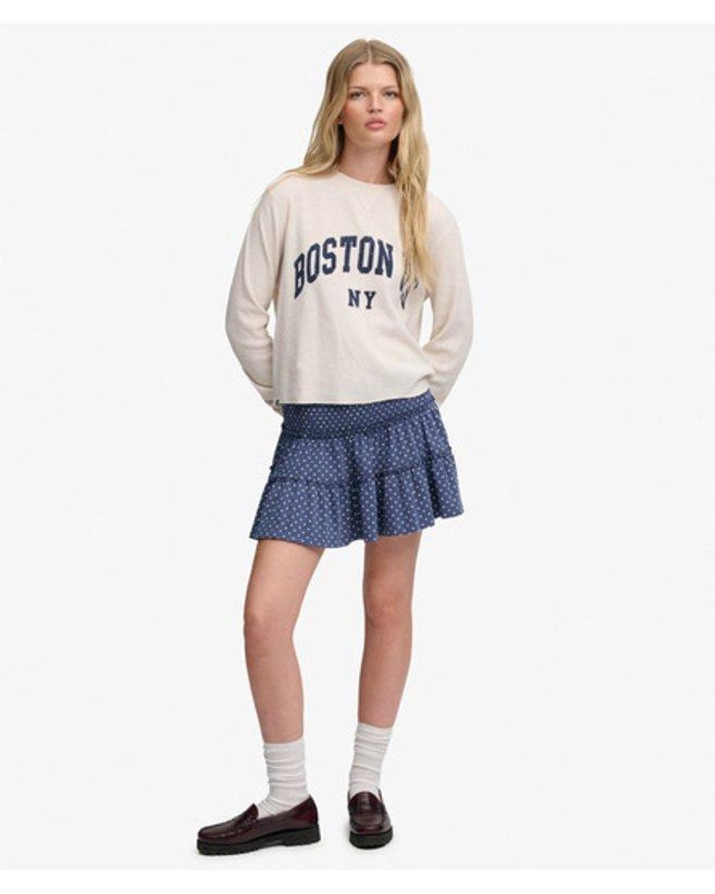 Superdry Blue & Co Tiered Jersey Mini Skirt