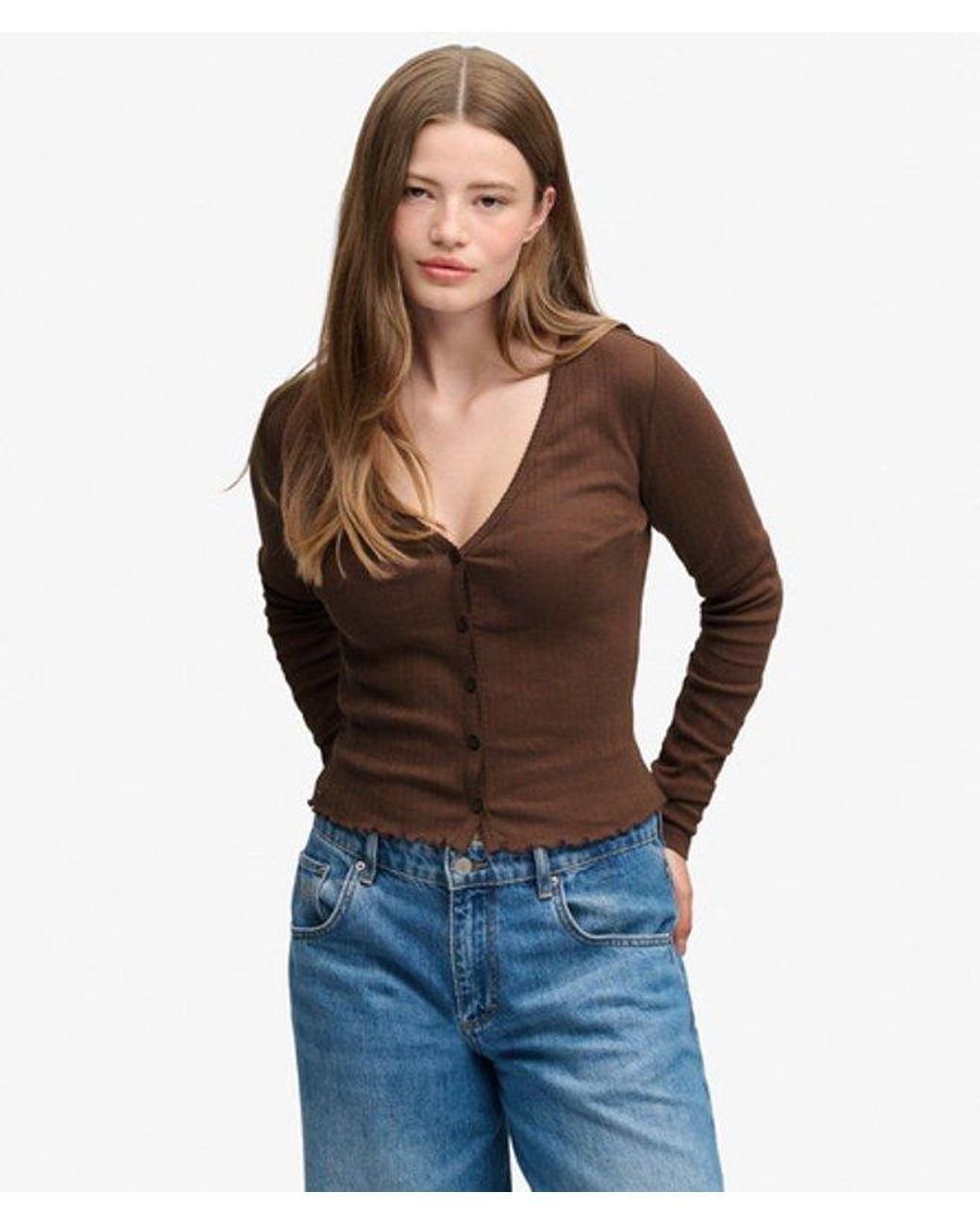 Superdry Blue & Co Athletic Essential Pointelle Cardigan