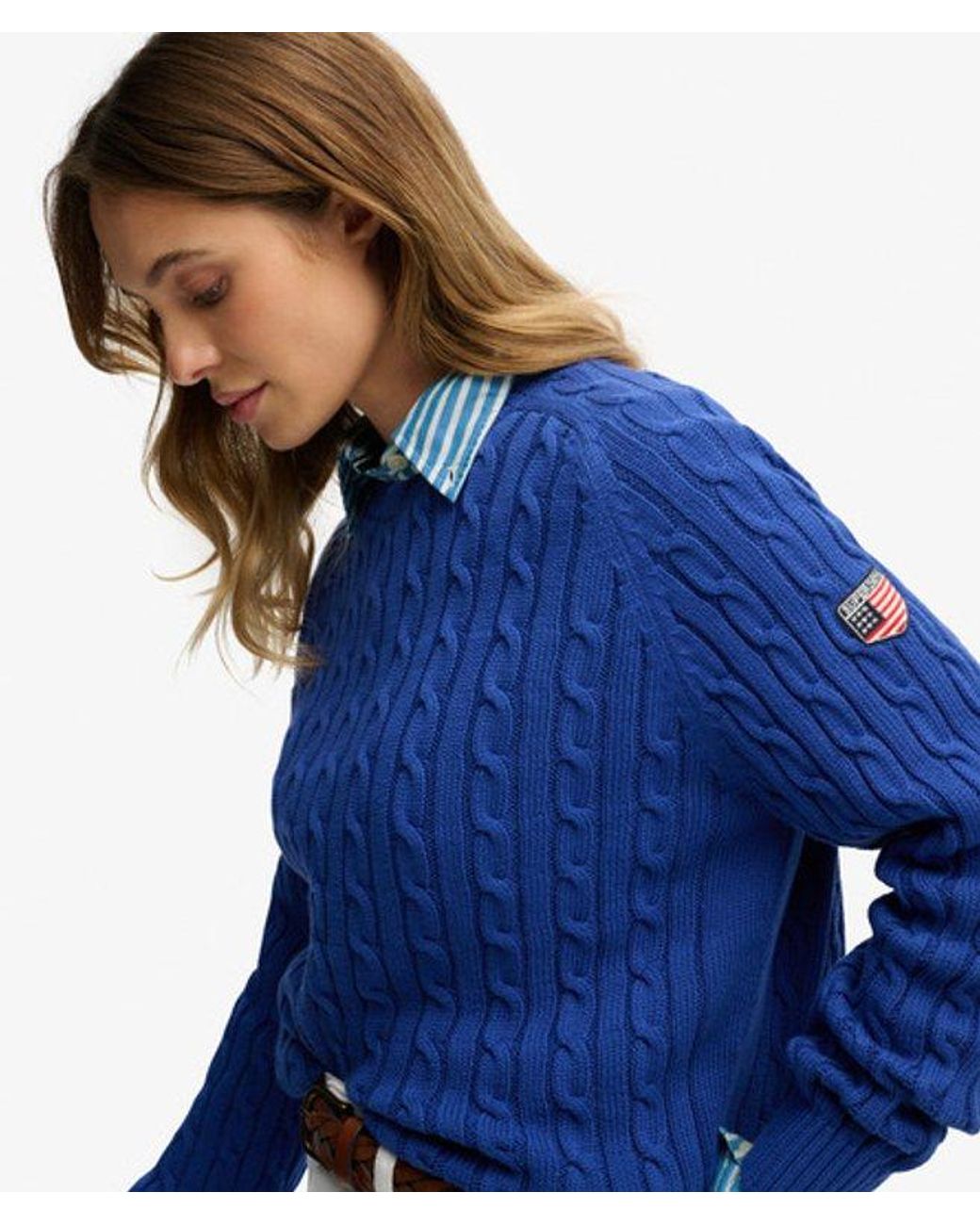 Superdry Blue & Co Slouchy Cable Knit Jumper