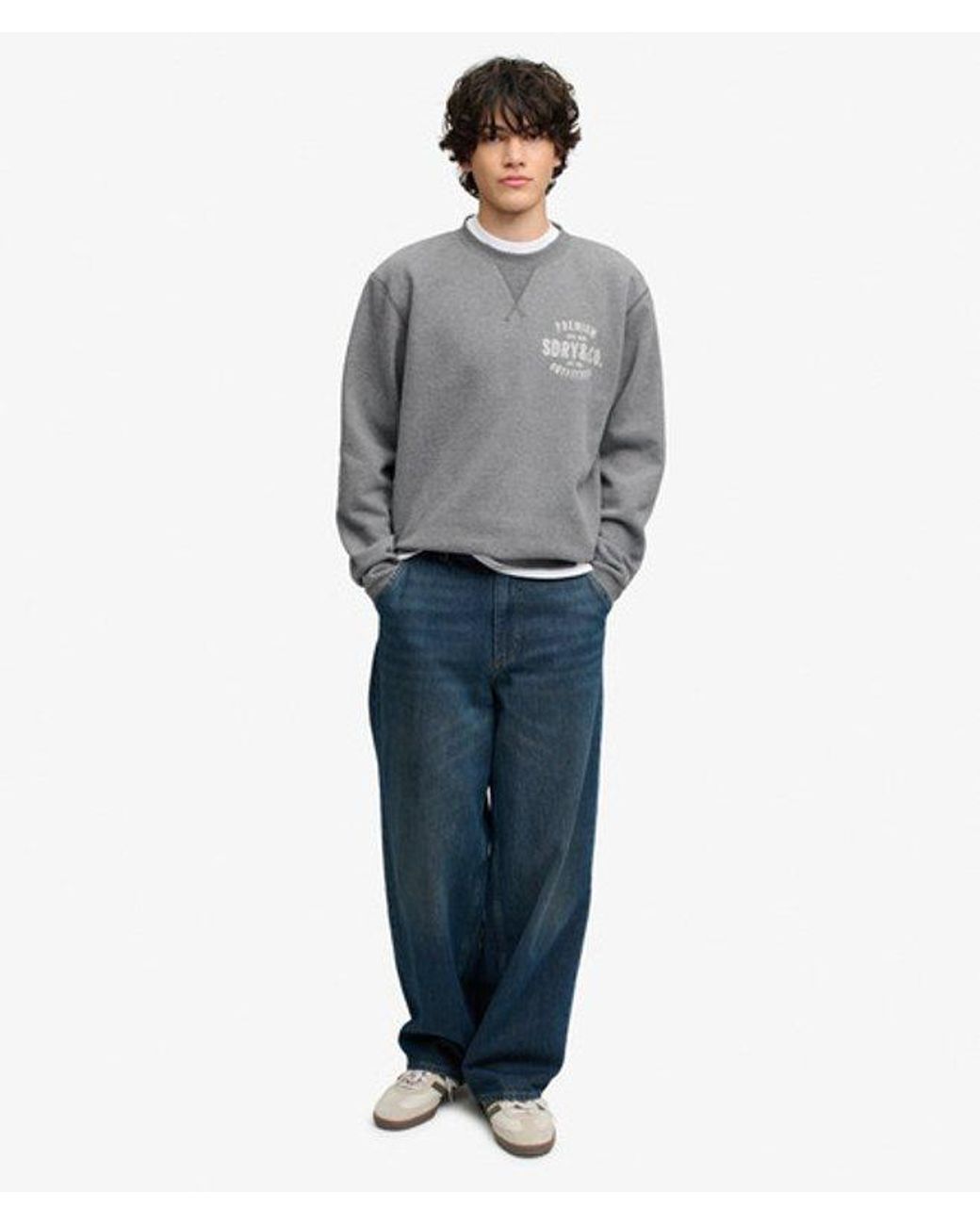 Superdry Gray & Co Block Text Crew Neck Sweatshirt for men