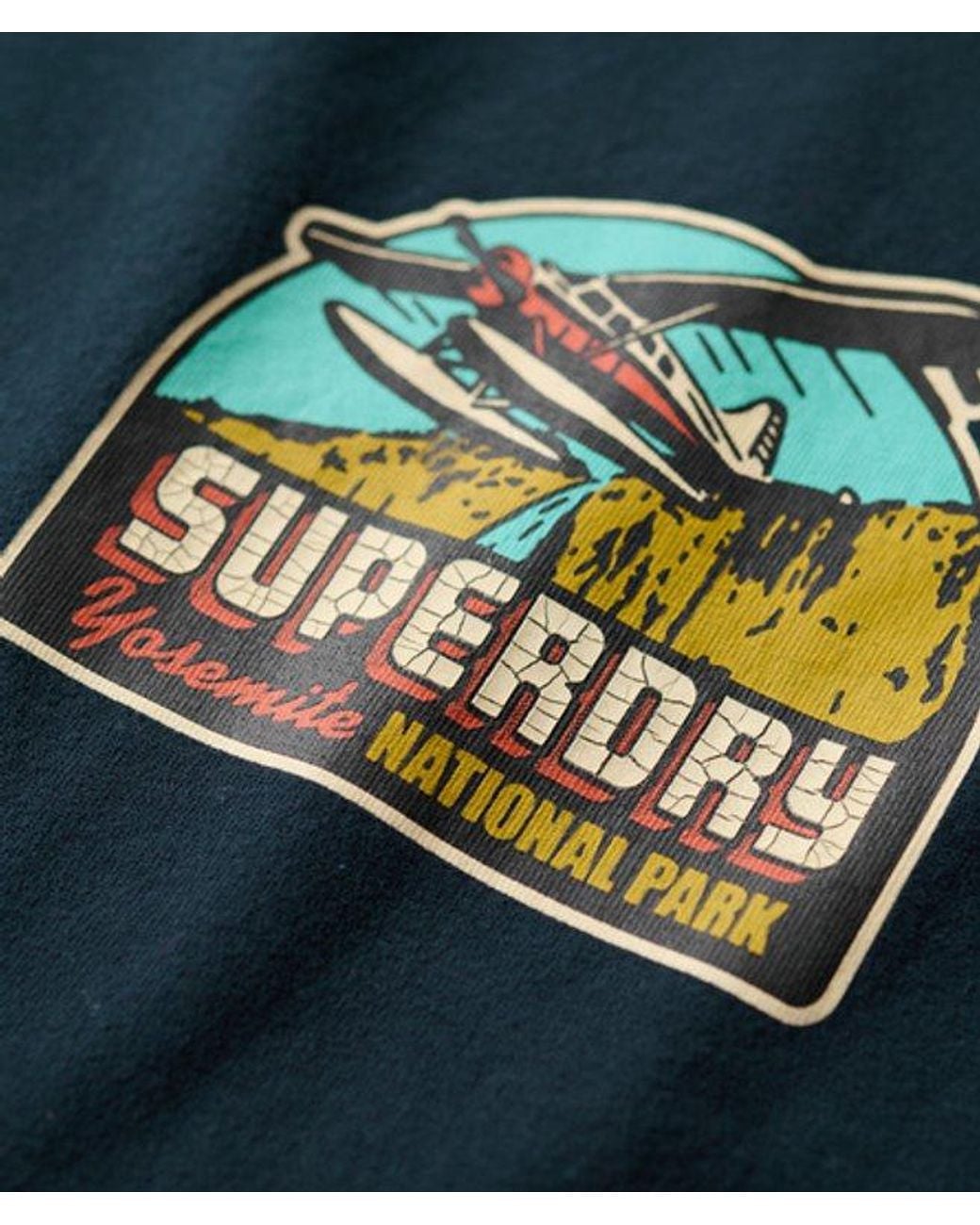 Superdry Blue & Co Travel Postcard Chest Print T-shirt for men