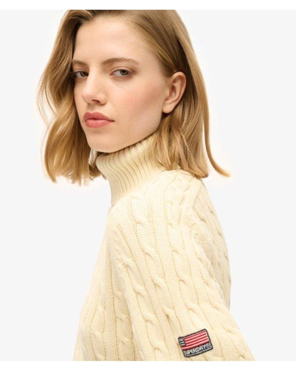 Pull ample torsadé à col roulé Superdry en coloris Natural