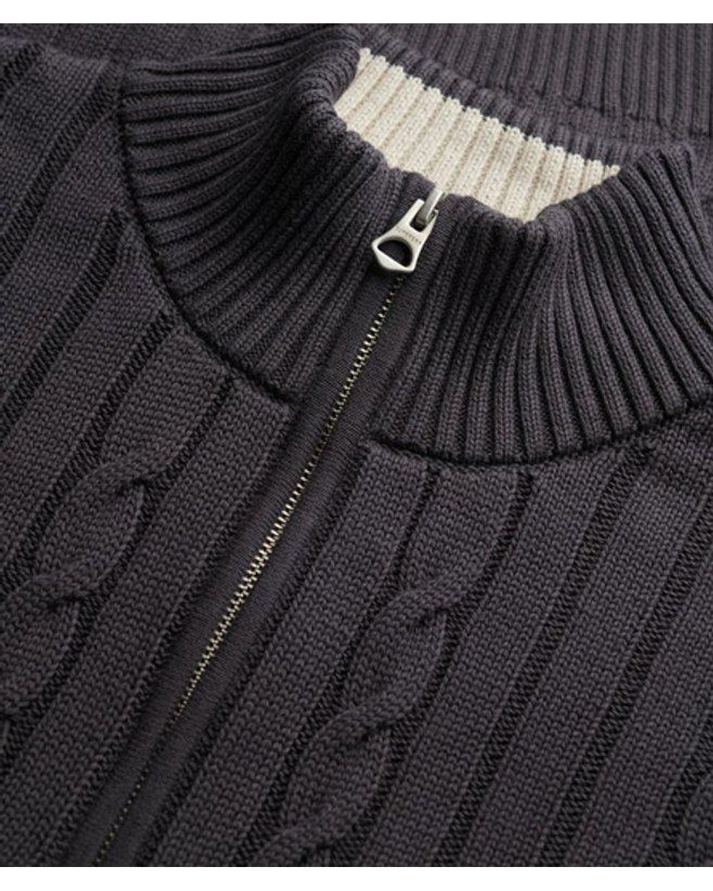Superdry Black Cable Half Zip Knit