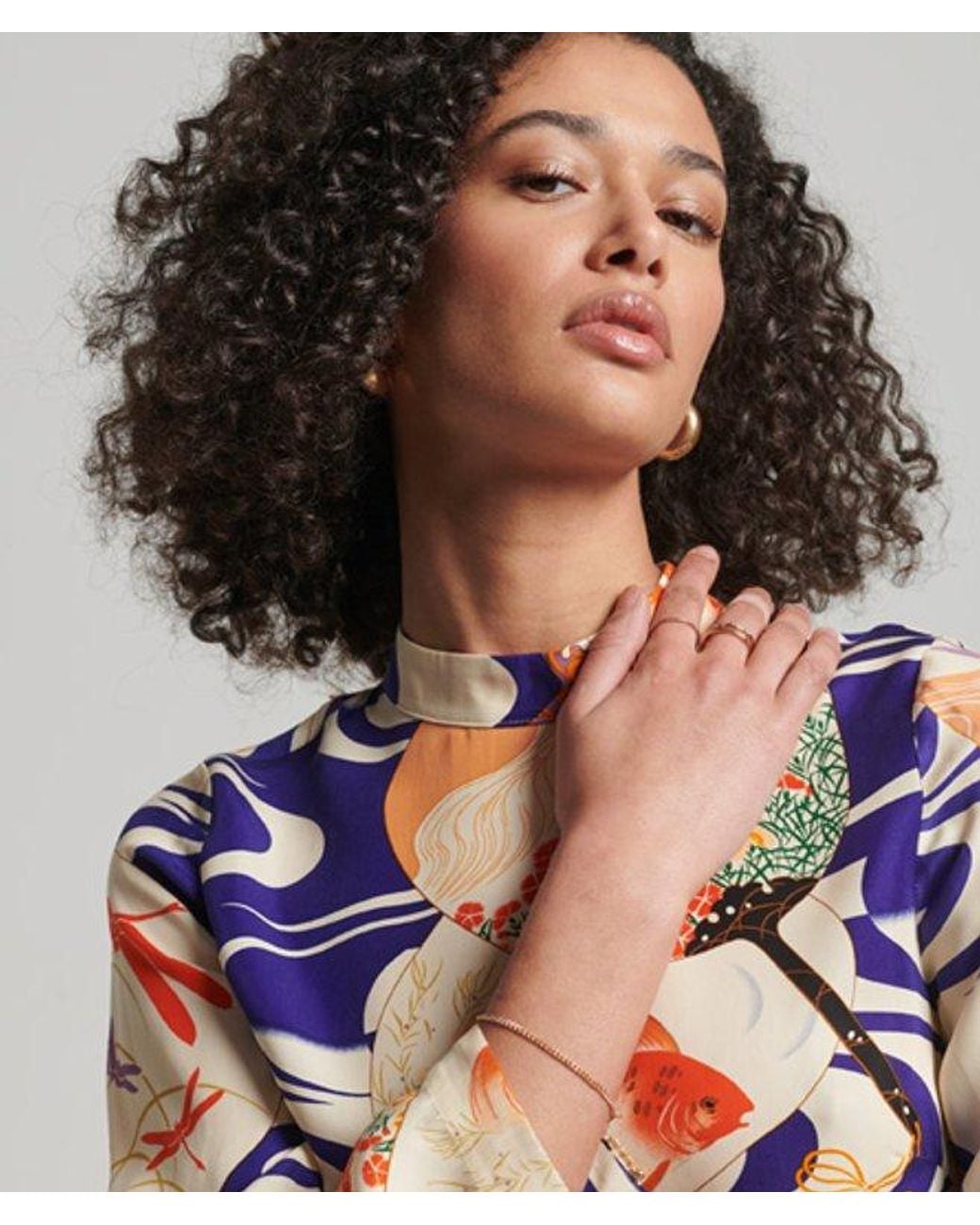 Superdry Blue & Co Printed Long Sleeve Mini Dress