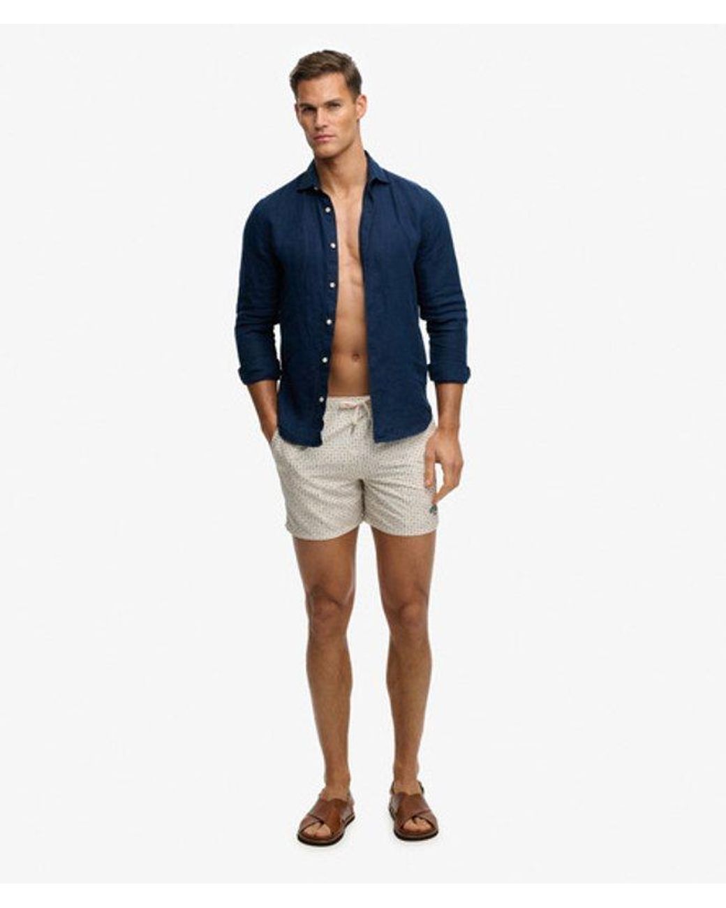 Superdry Blue & Co Premium Printed 15-inch Swim Shorts for men