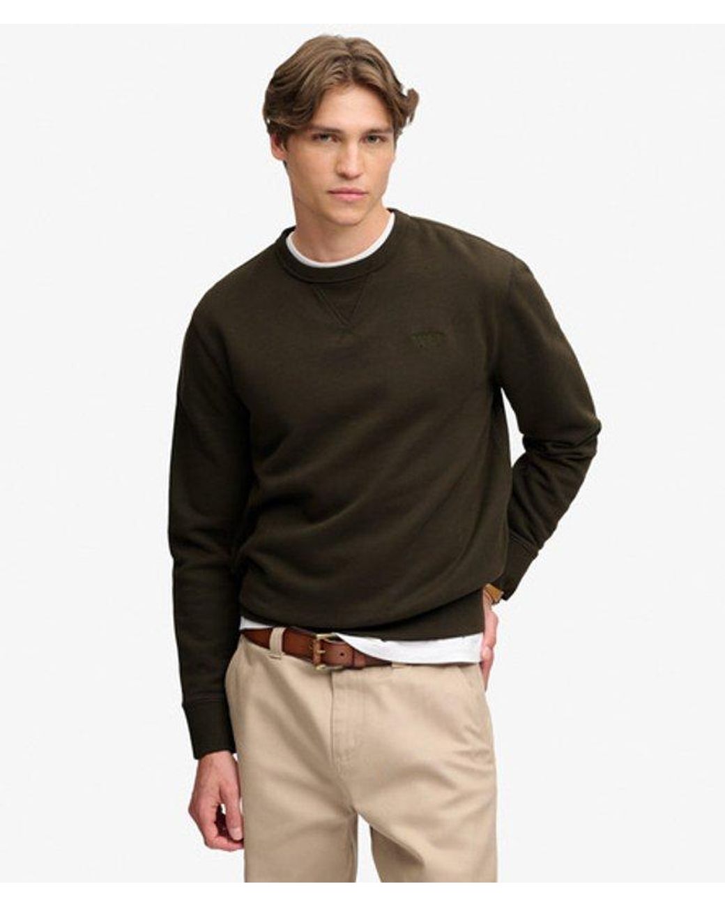 Superdry Black & Co Essential Stacked Logo Crew Sweatshirt for men