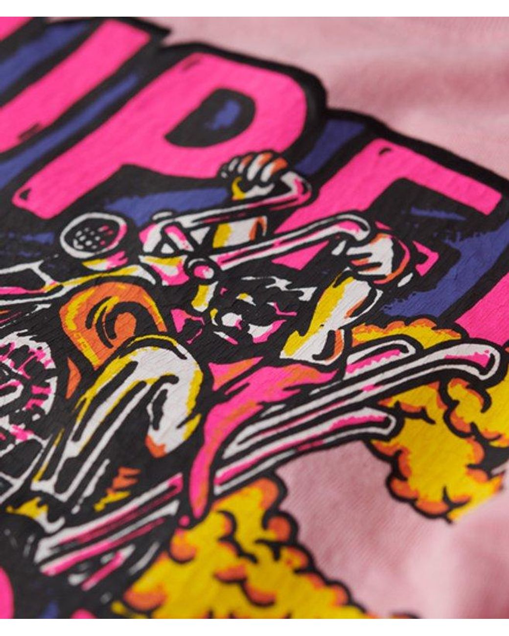 Superdry Pink Neon Motor Graphic Fitted T-shirt