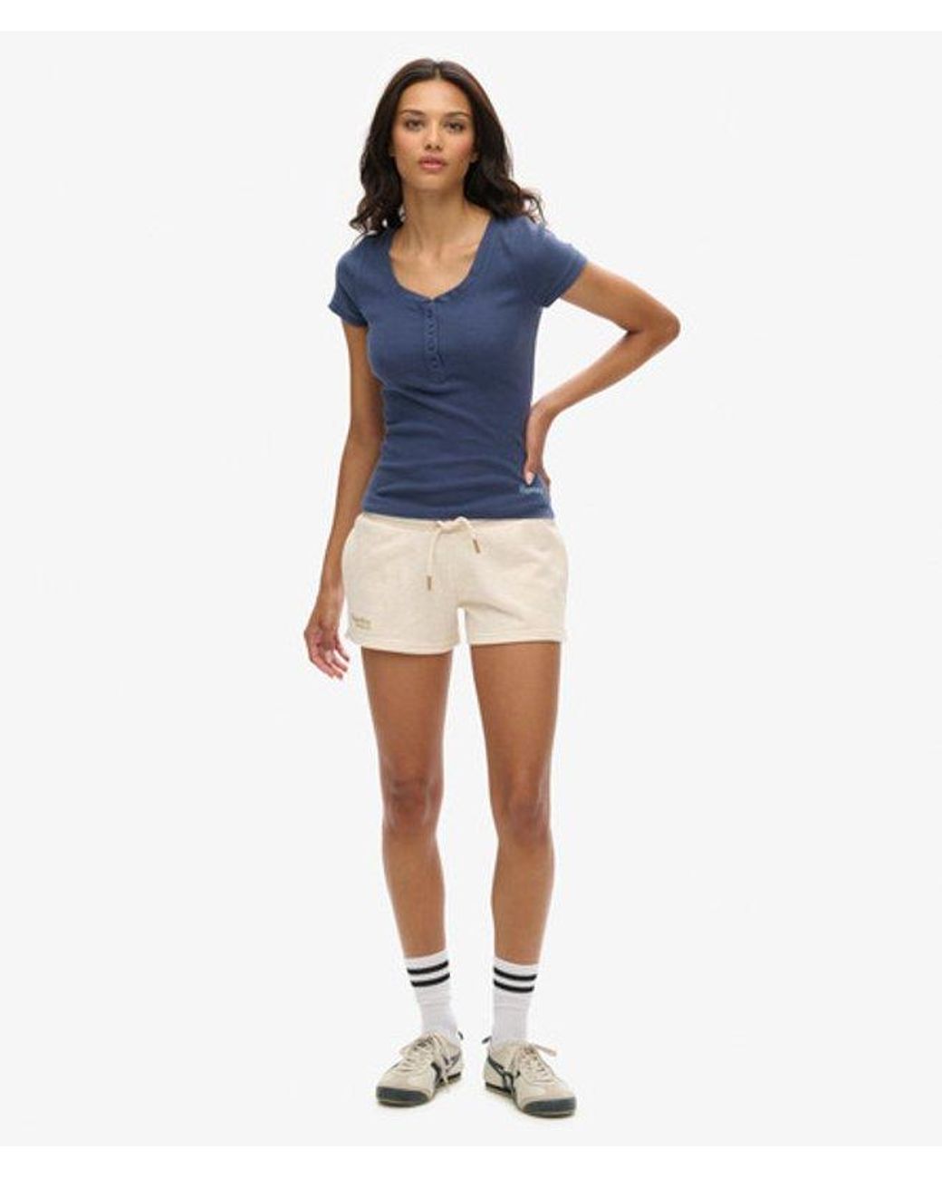 Superdry Blue & Co Ladies Slim Fit Embroidered Logo Essential Shorts