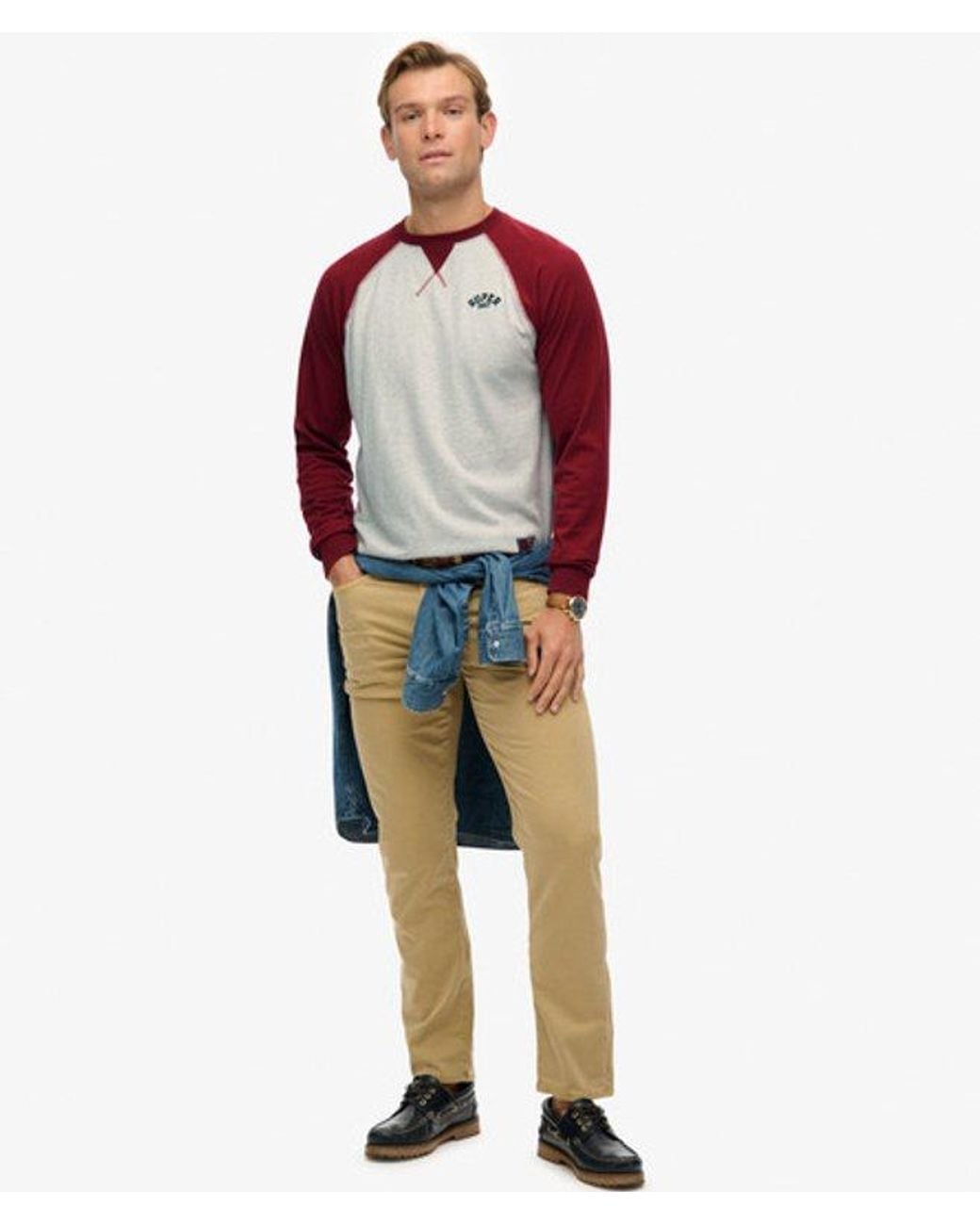 Superdry Red & Co Vintage Athletic Baseball Top for men